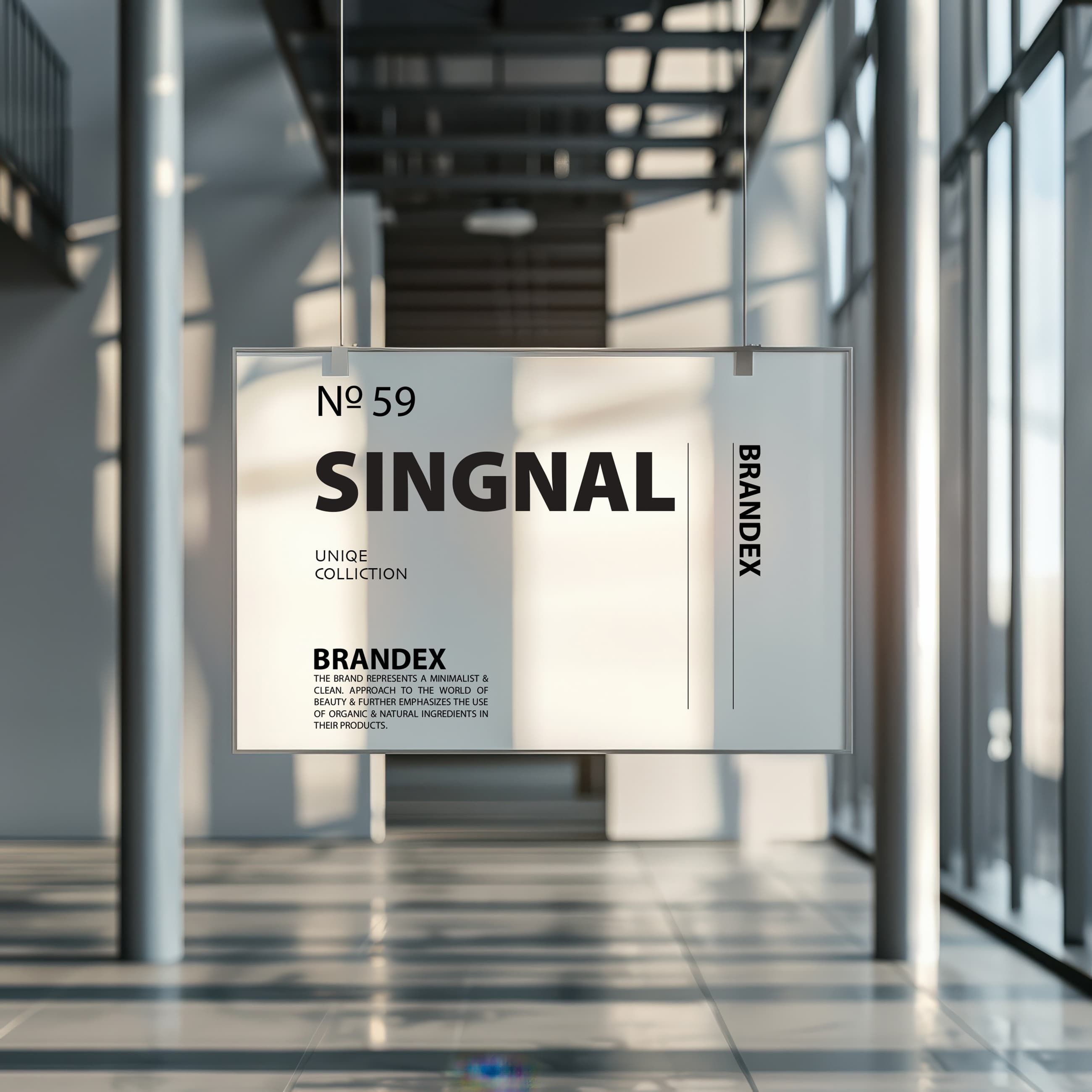 Suspended glass sign mockup