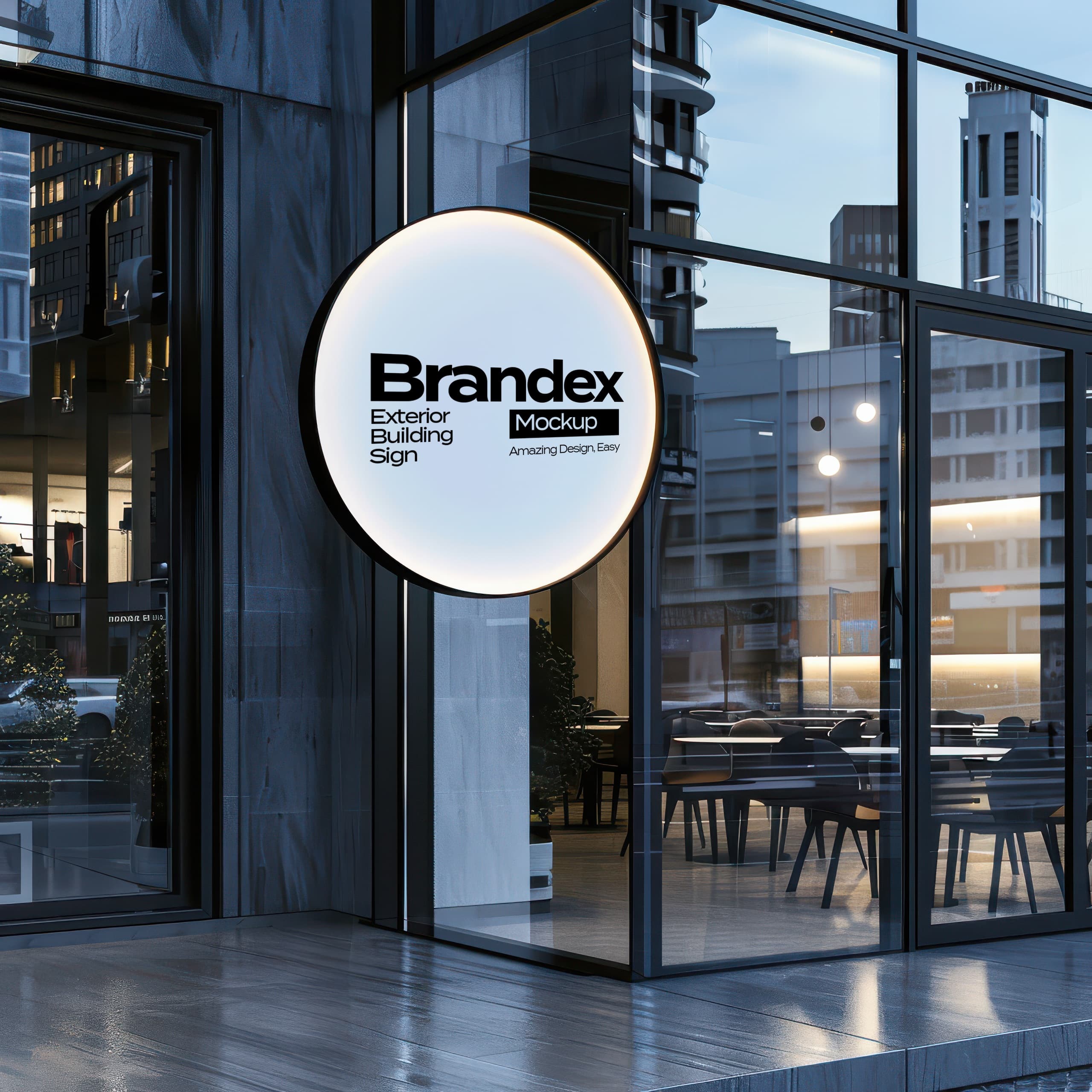 Modern round building sign mockup