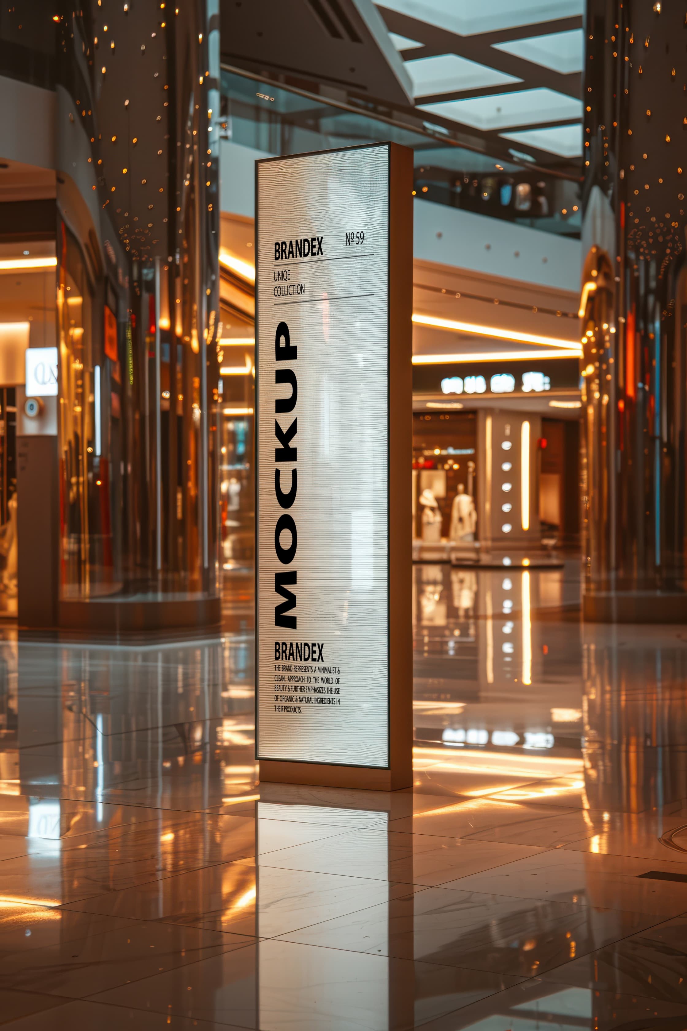 Illuminated mall signage mockup