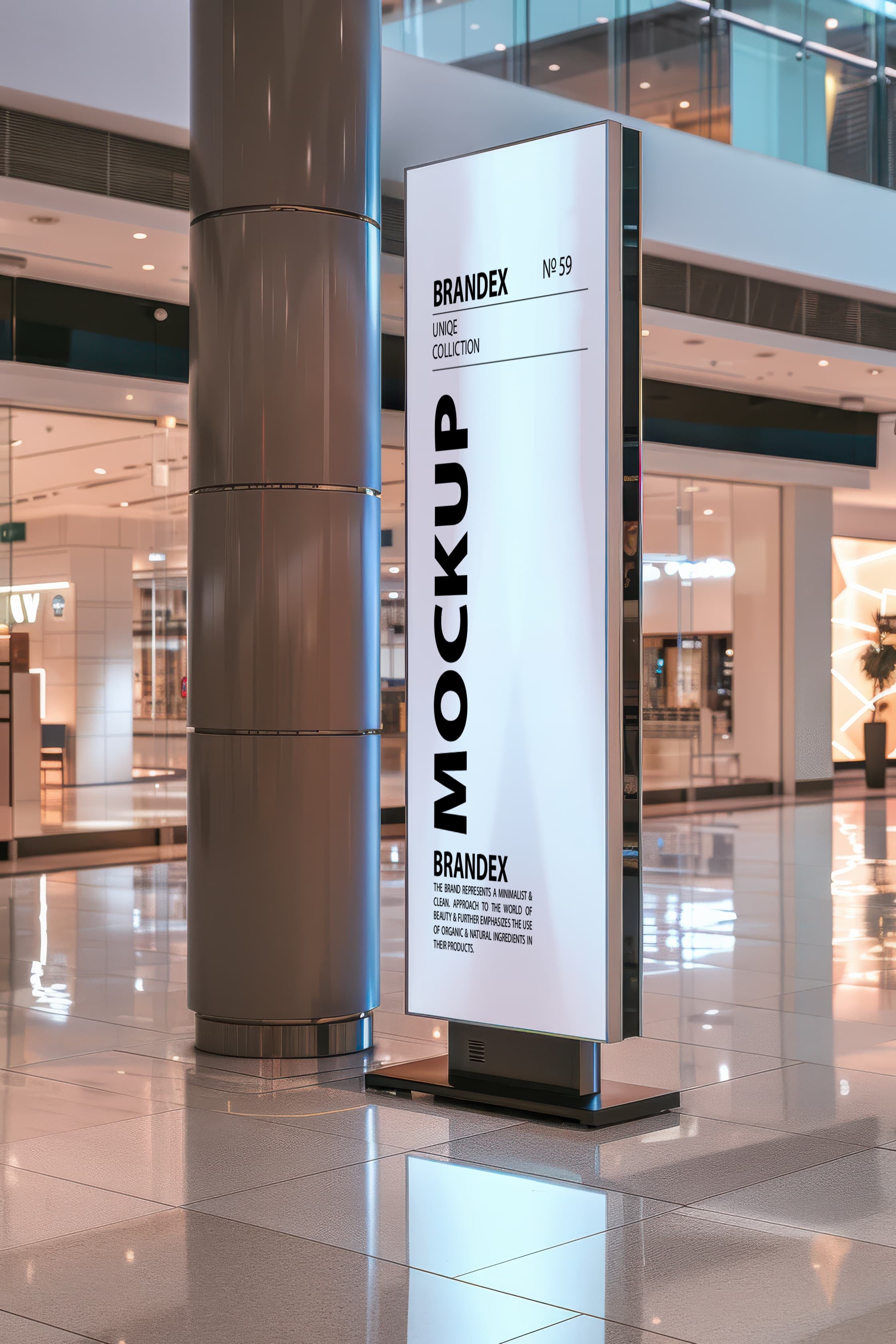 Modern indoor digital signage mockup