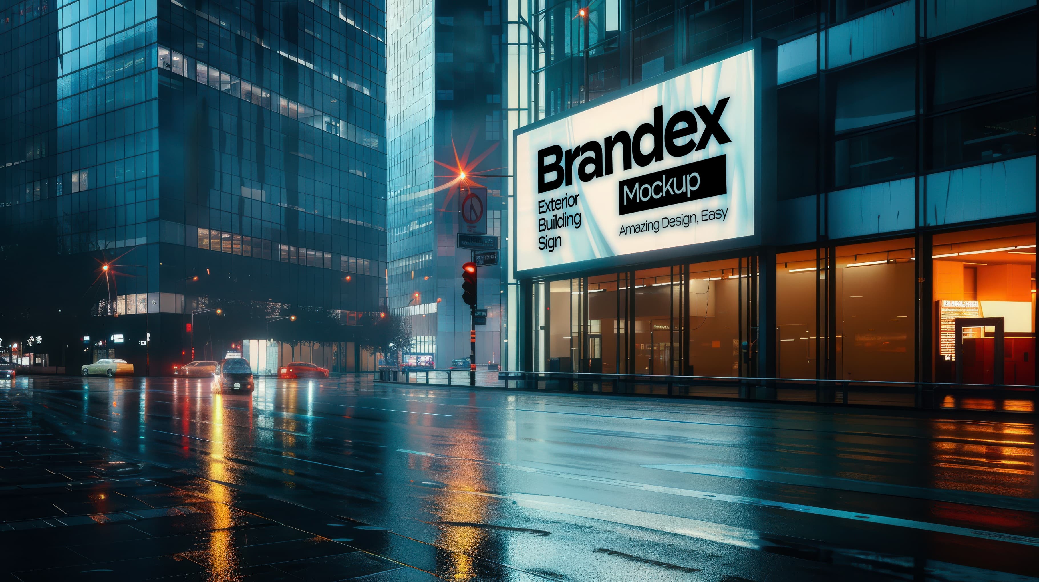 Urban building exterior sign mockup