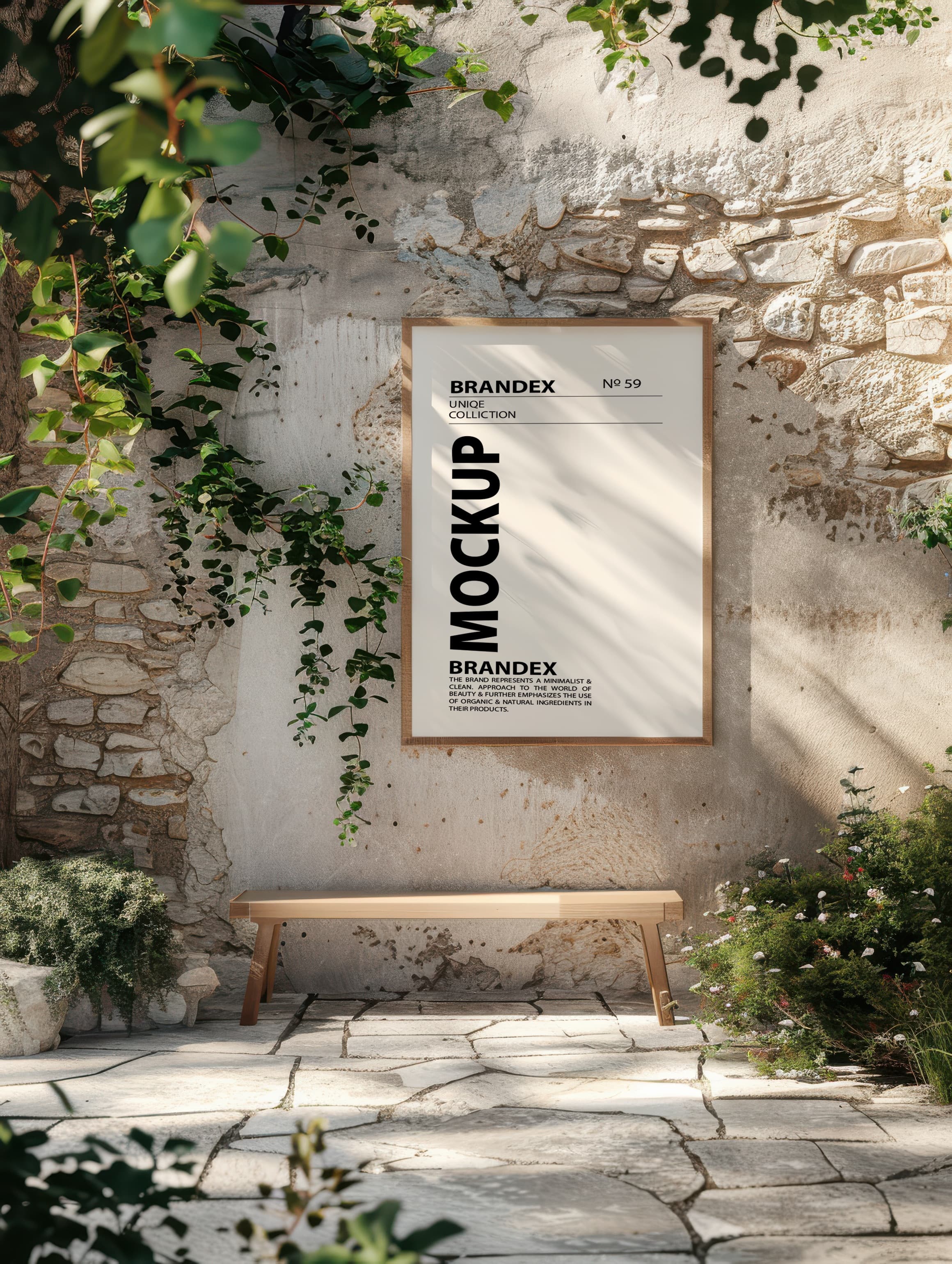 Rustic outdoor poster frame mockup