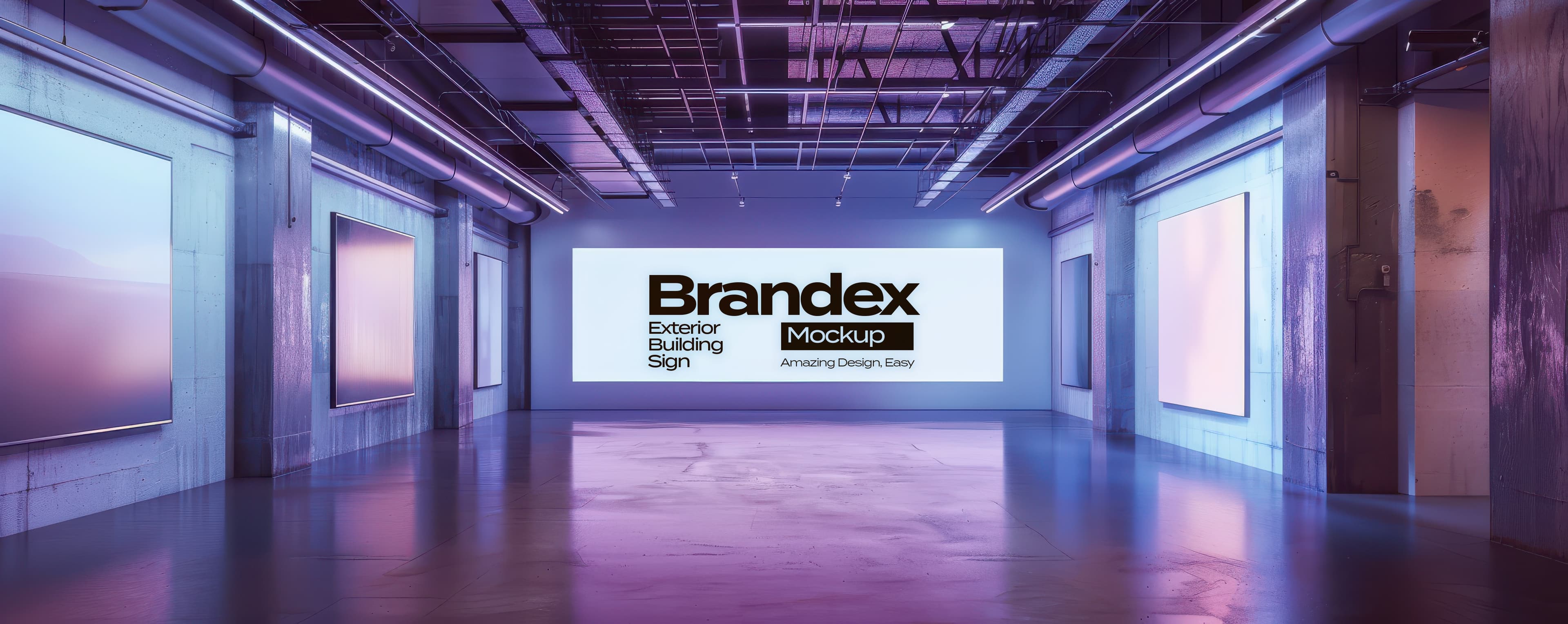 Futuristic interior building sign mockup