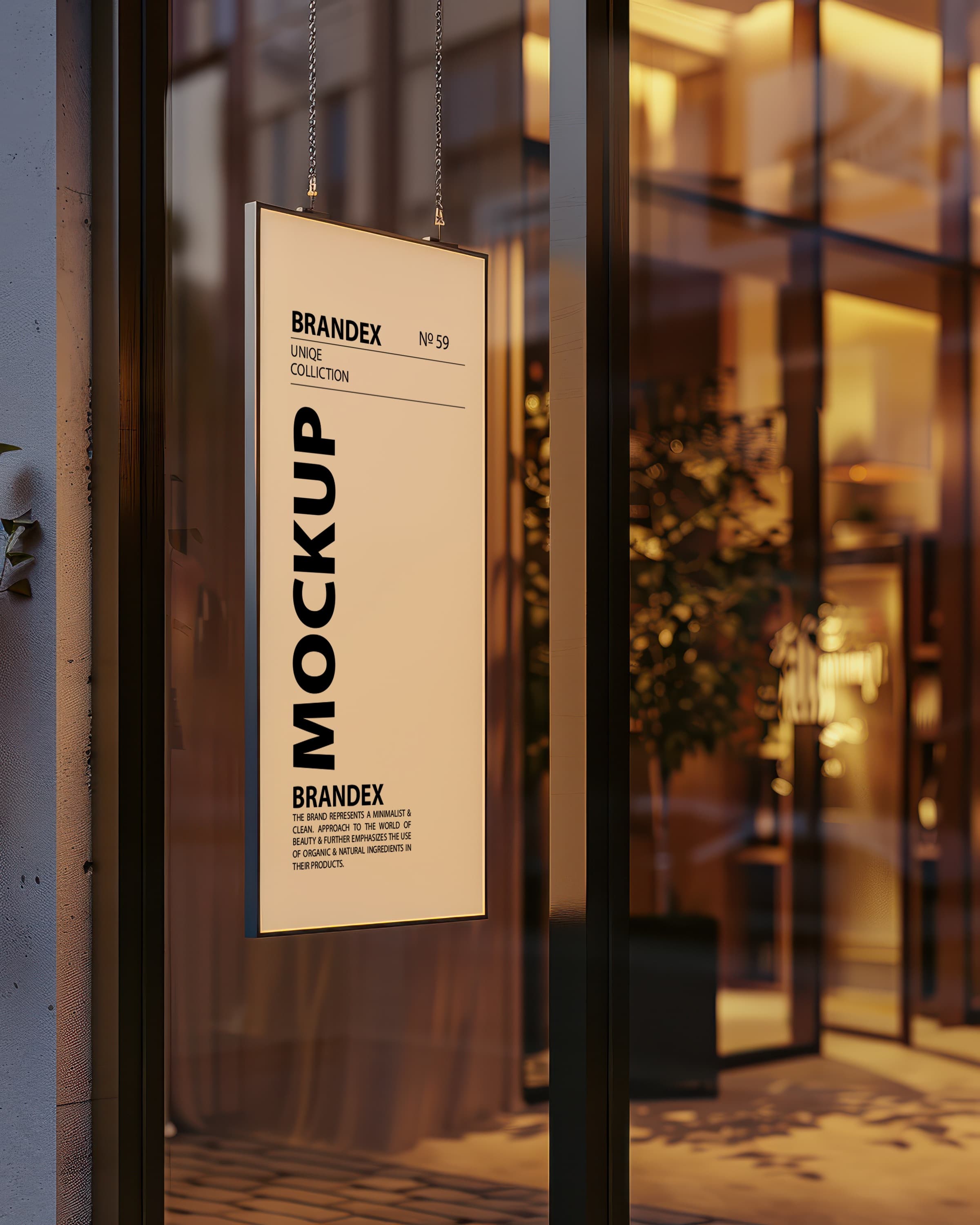 Hanging store sign mockup