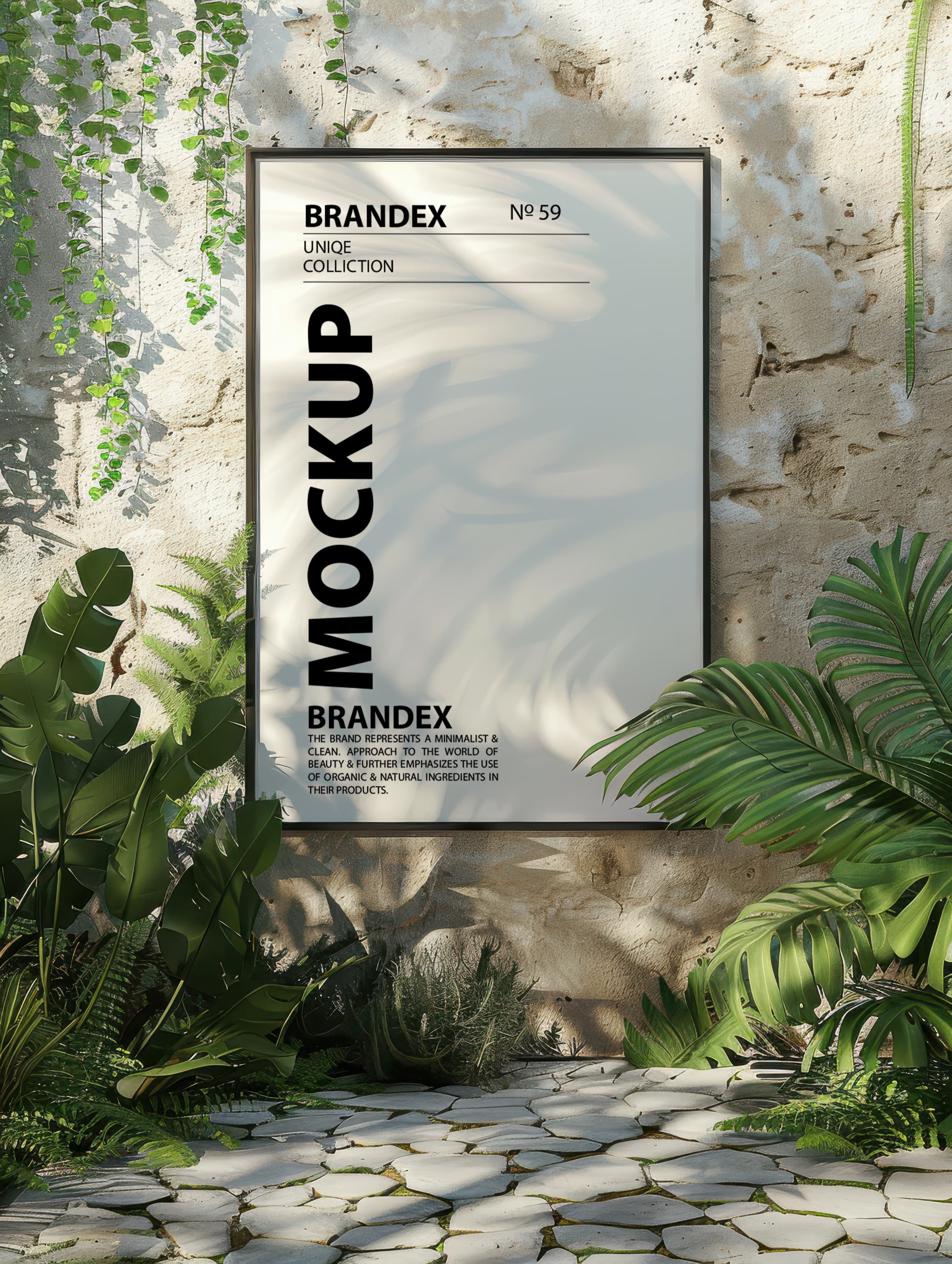 Outdoor botanical poster mockup
