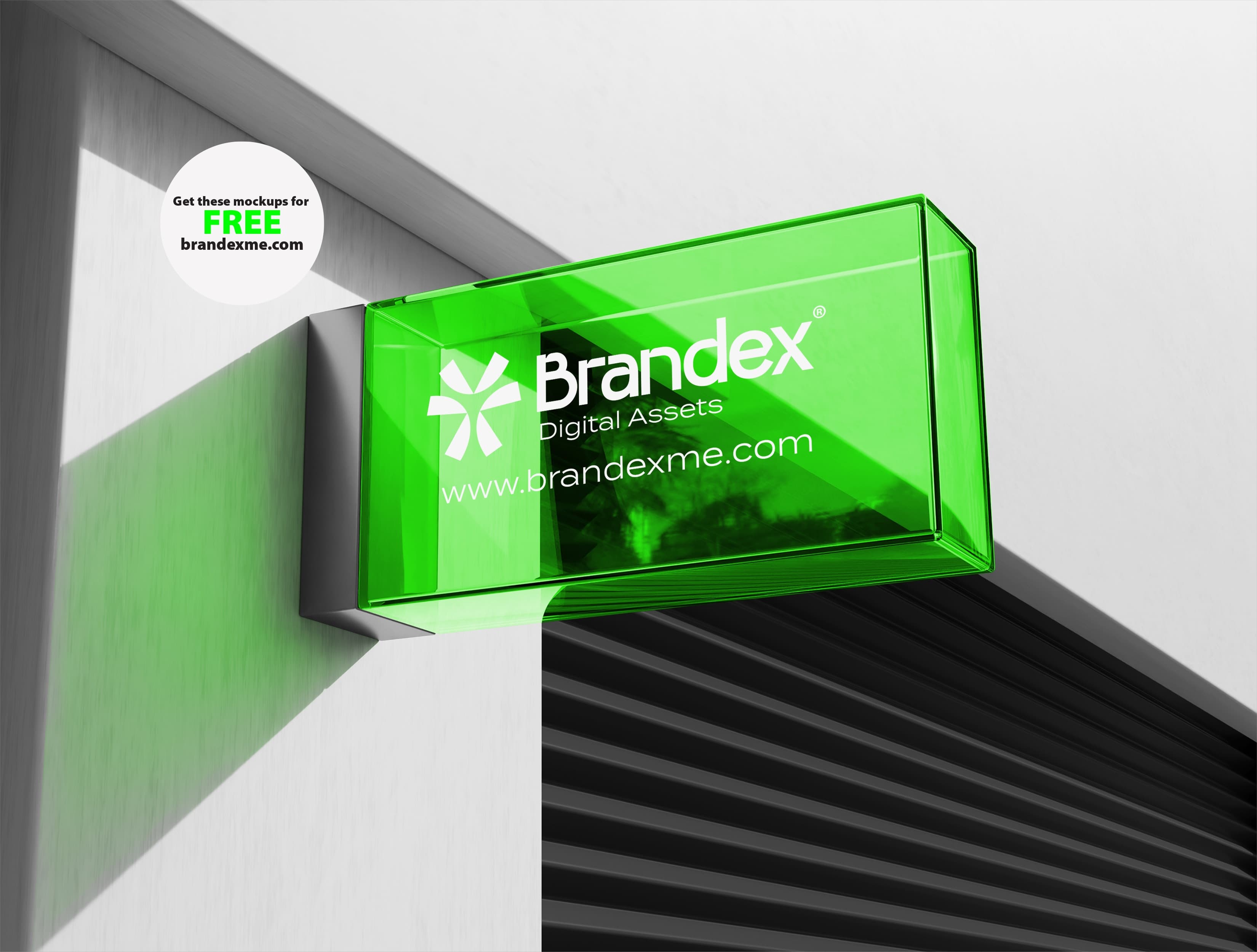 Green transparent wall sign mockup