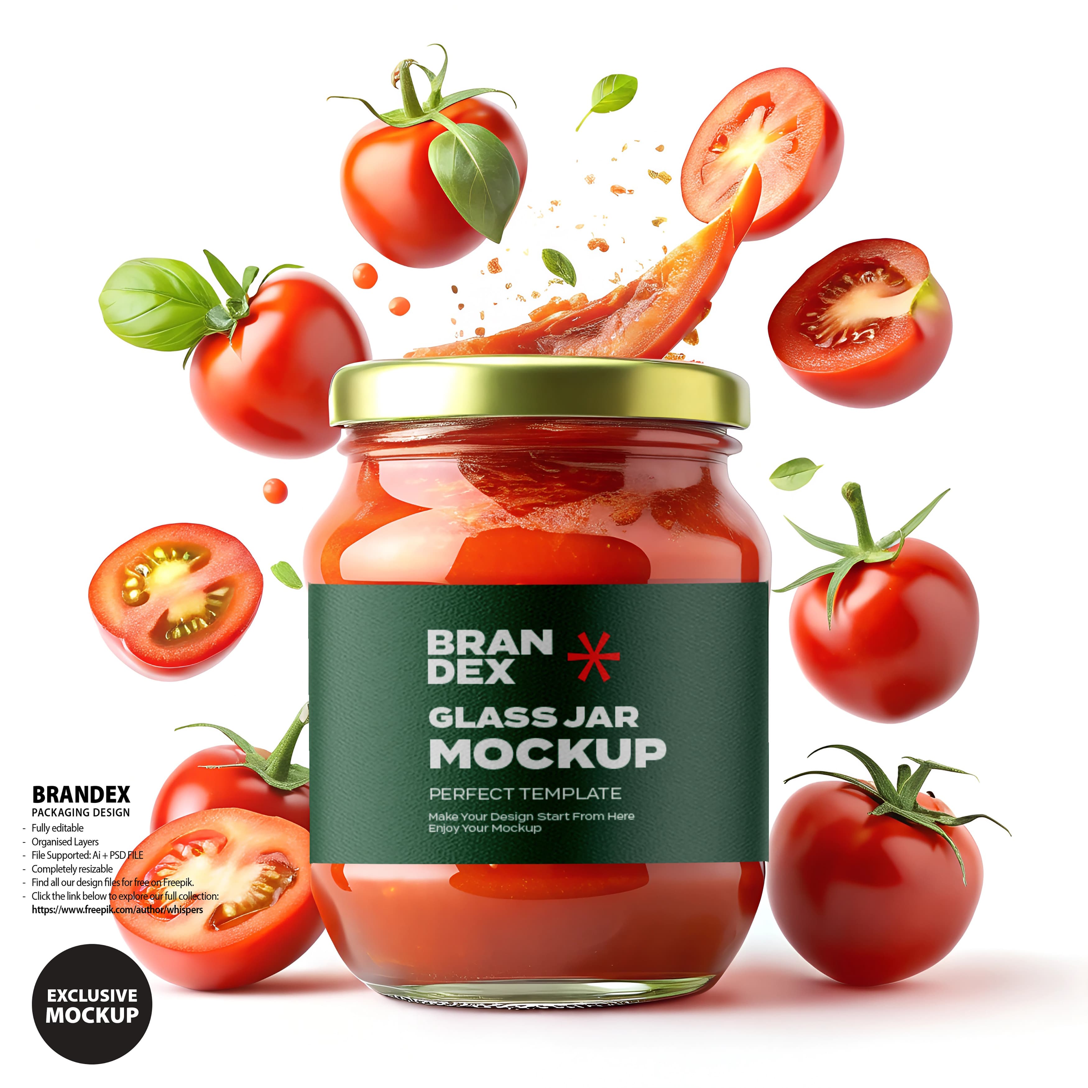 Tomato sauce glass jar mockup