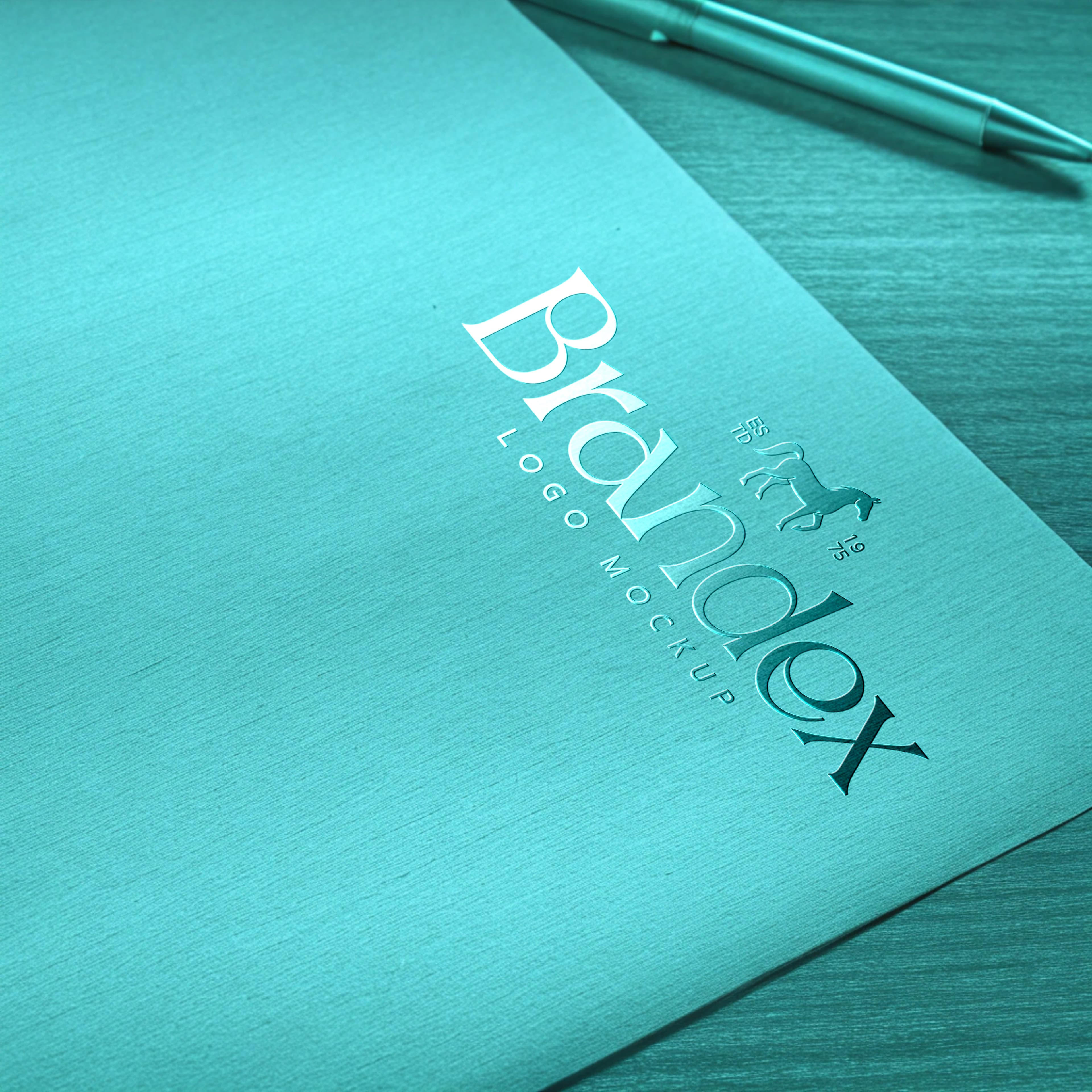 Elegant teal paper logo mockup