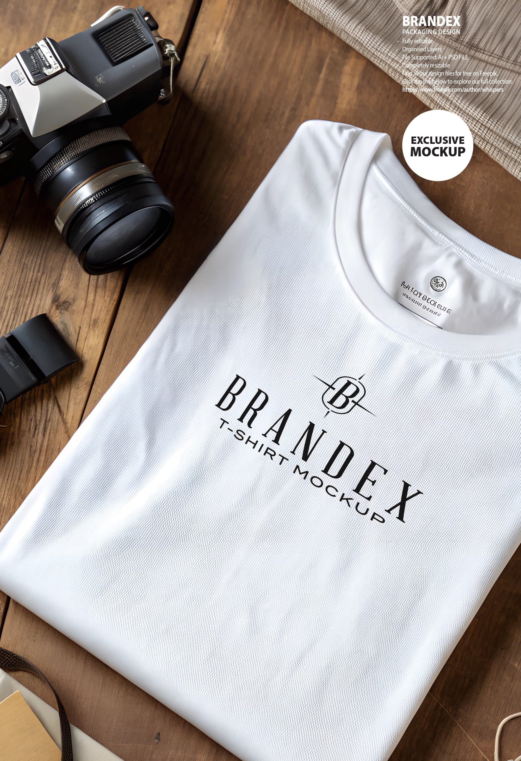 Folded white t-shirt mockup