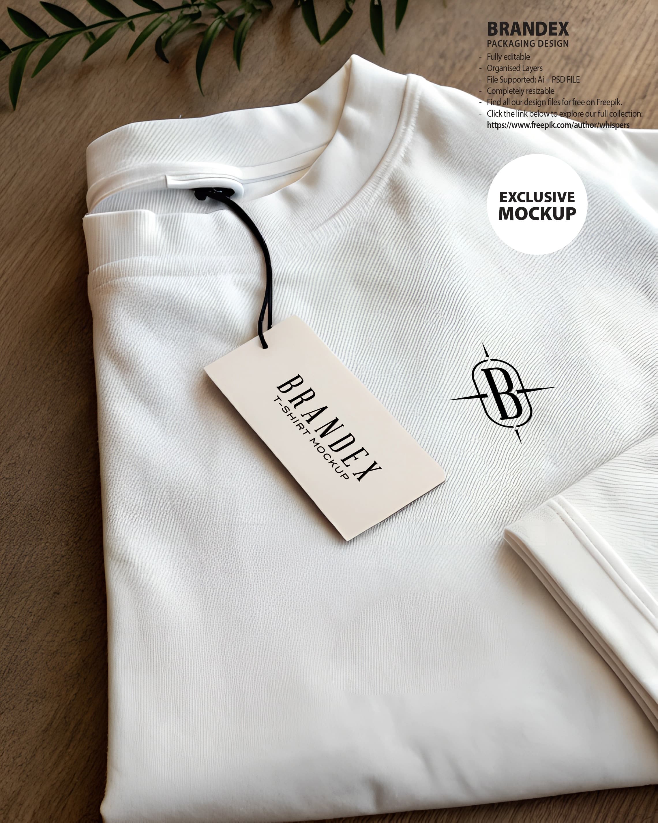 Elegant white folded t-shirt mockup