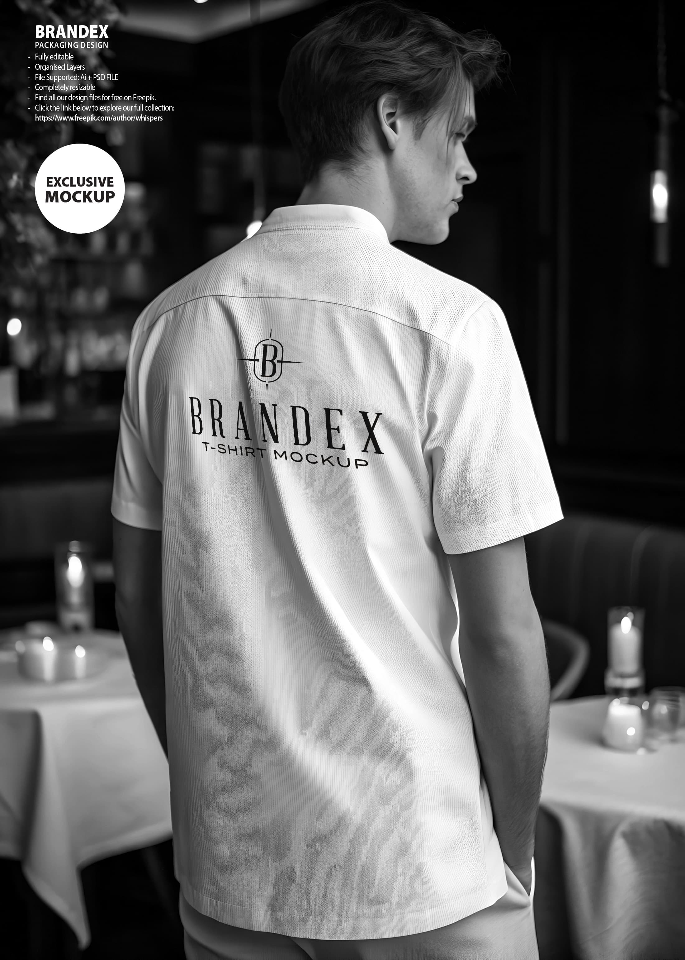 Black and white t-shirt mockup