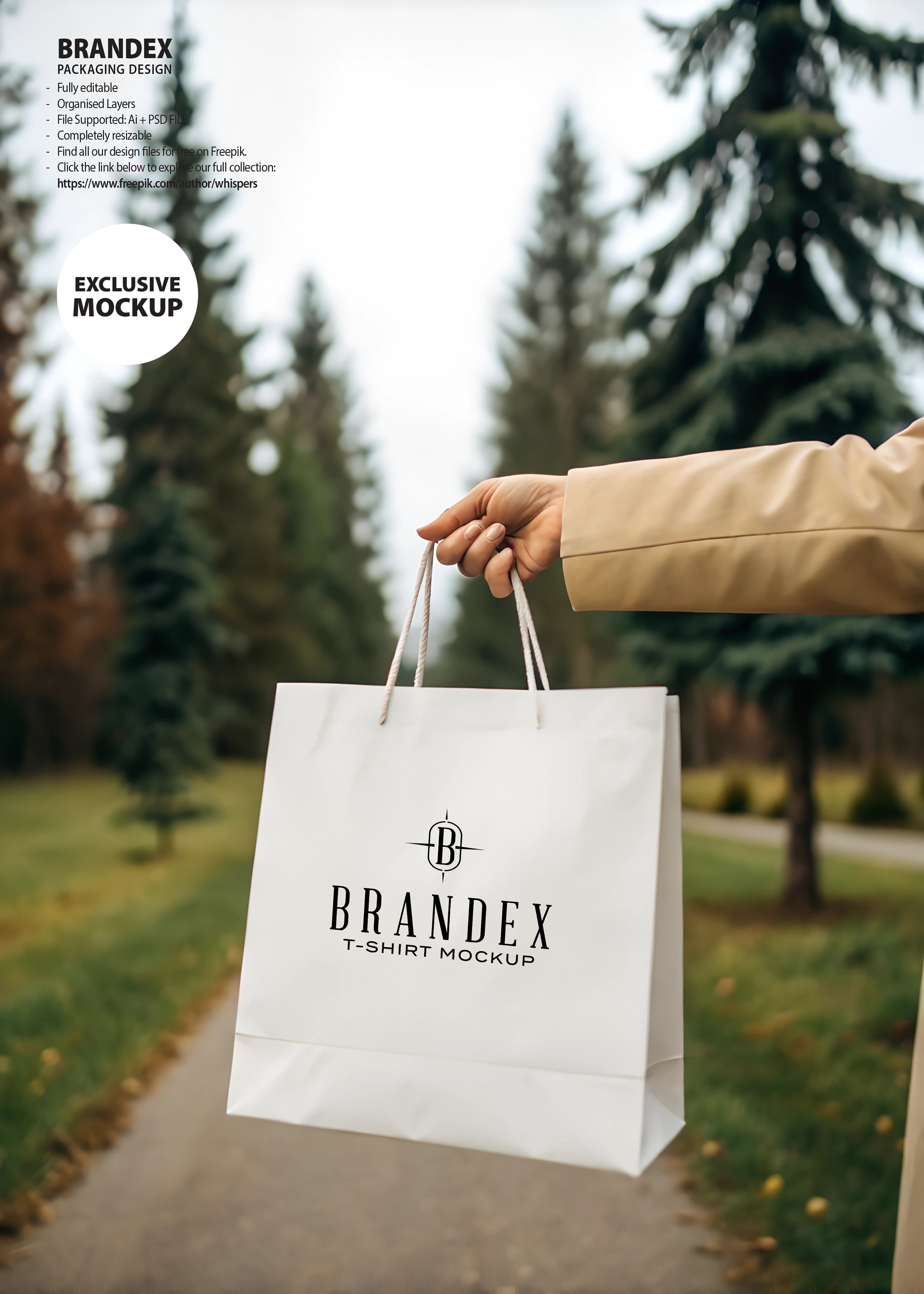 White paper shopping bag mockup