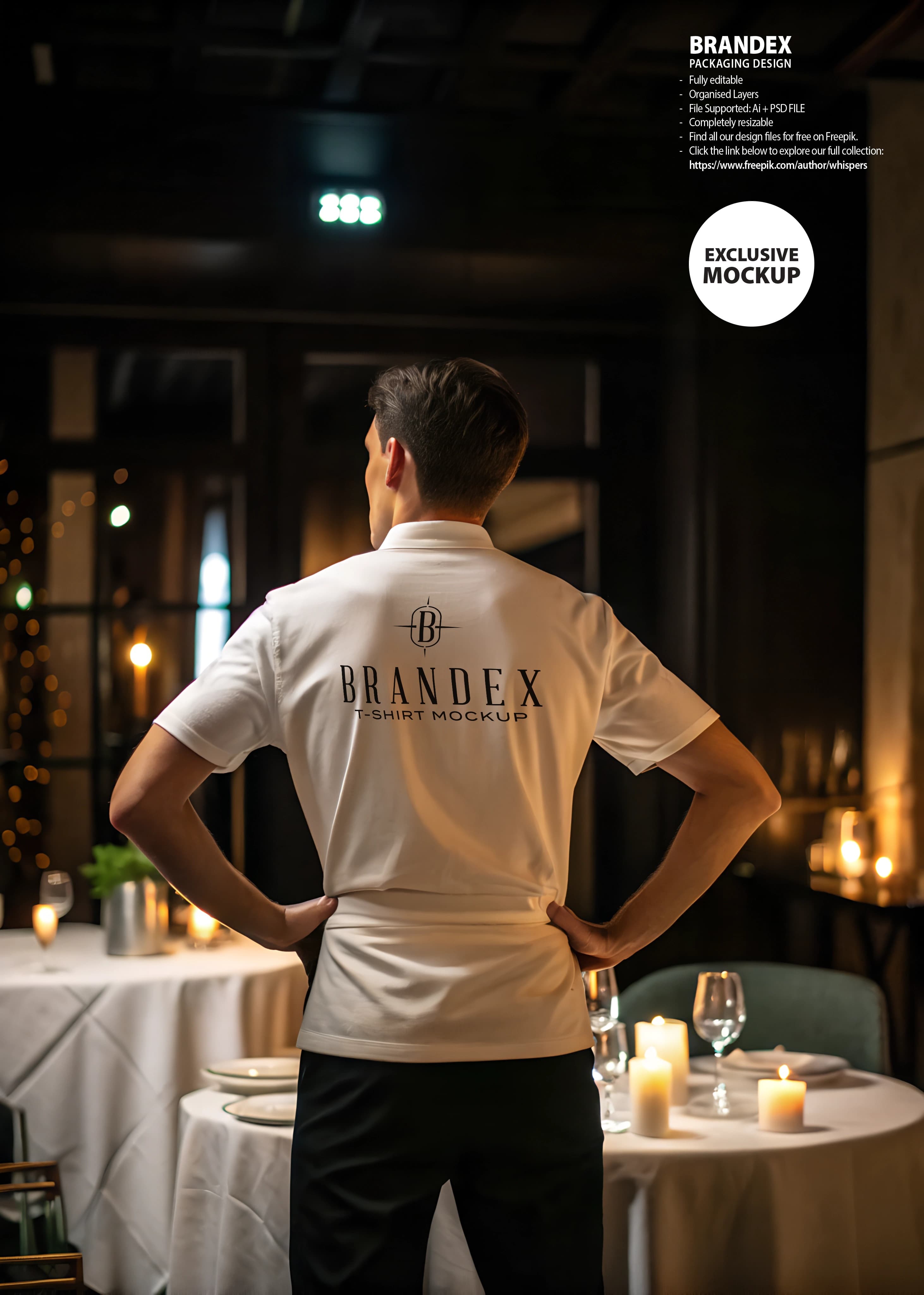 Restaurant setting t-shirt mockup