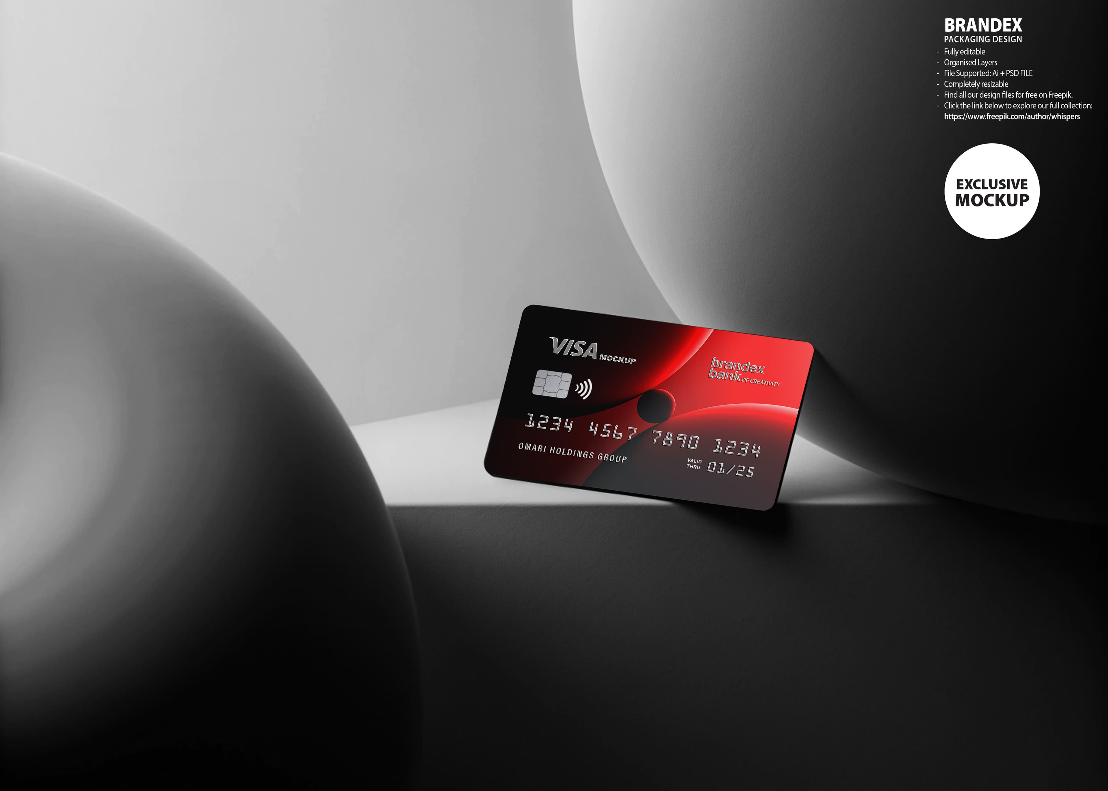 Sleek red credit card mockup