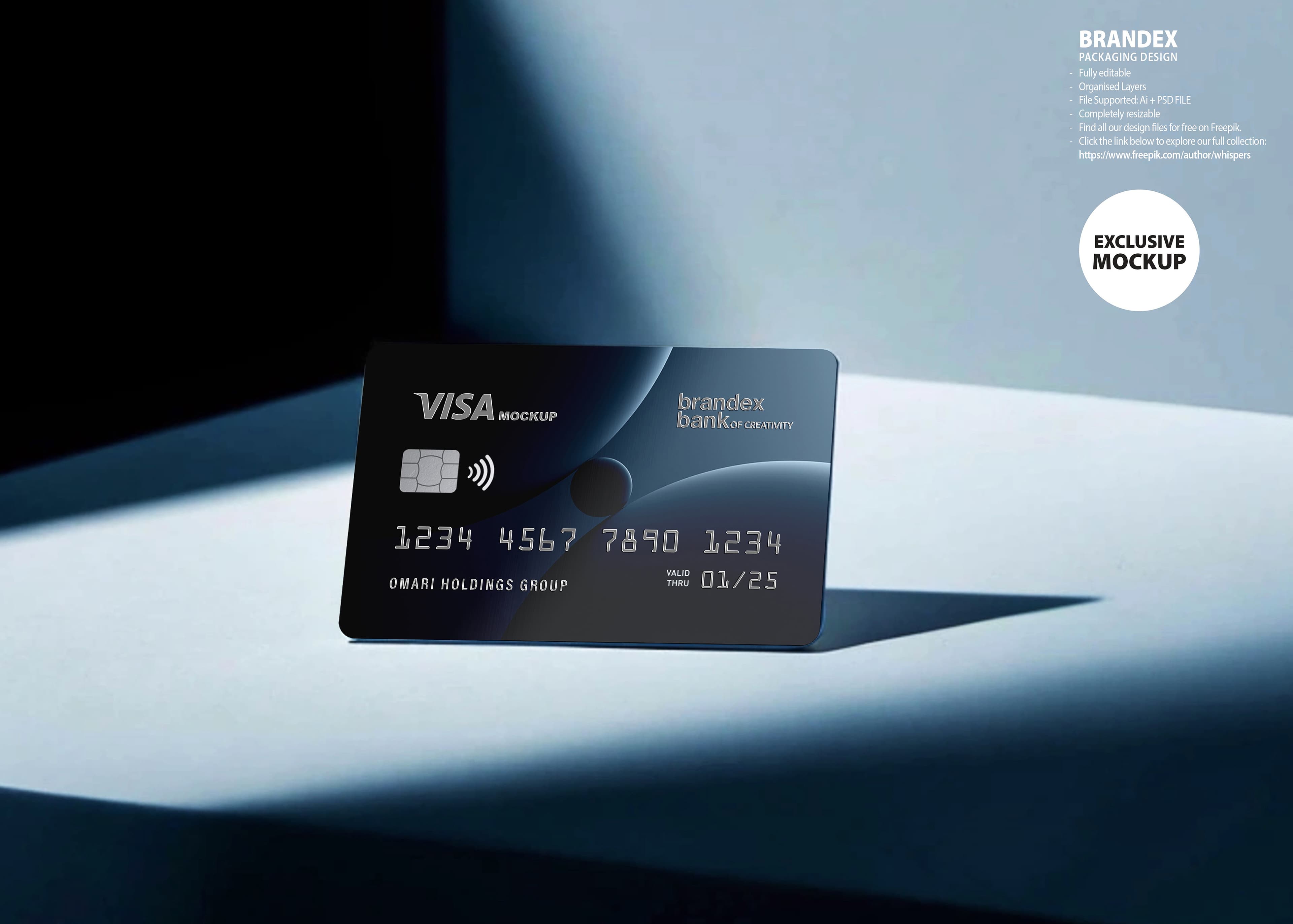 Elegant matte credit card mockup