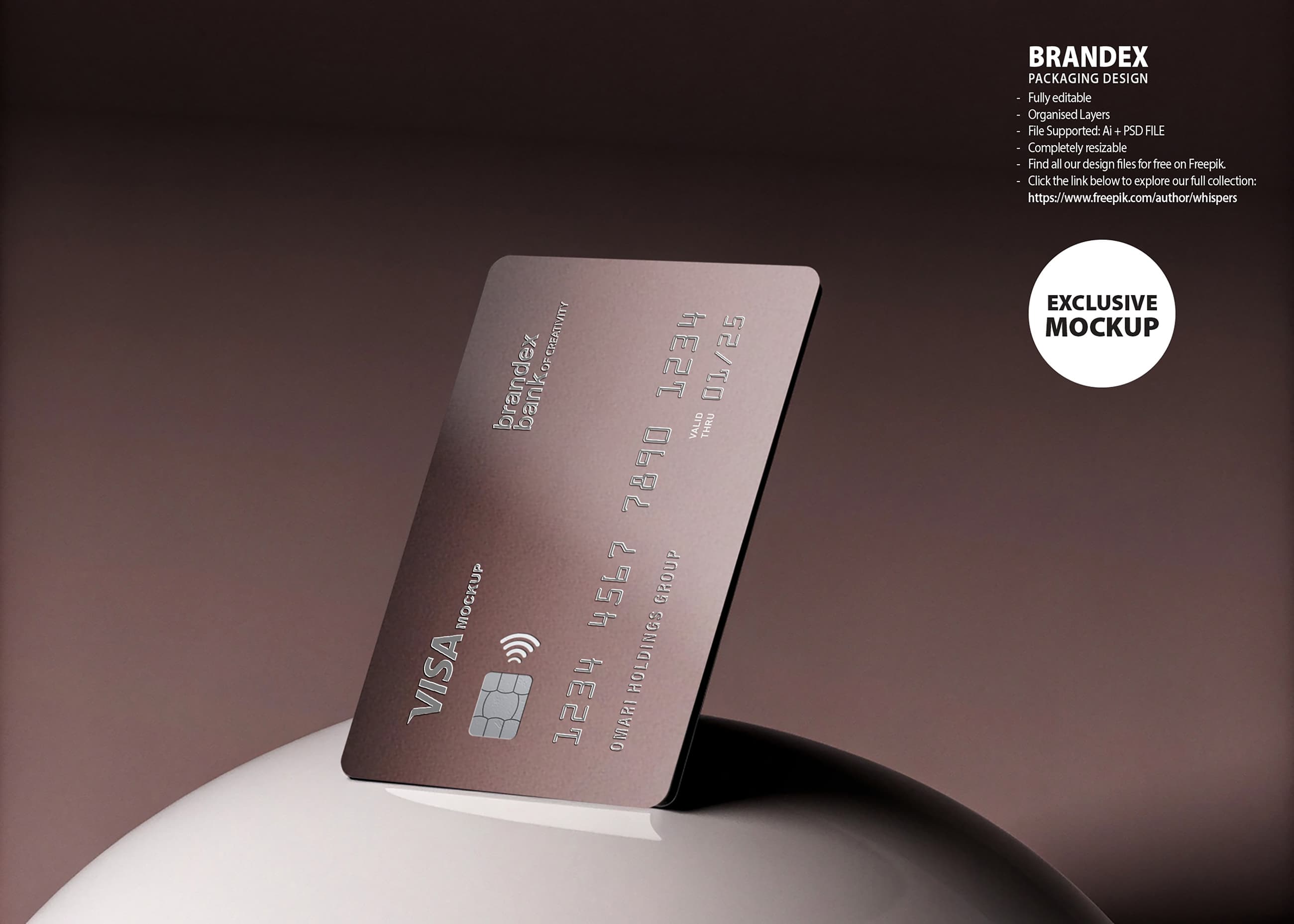 Sleek brown credit card mockup