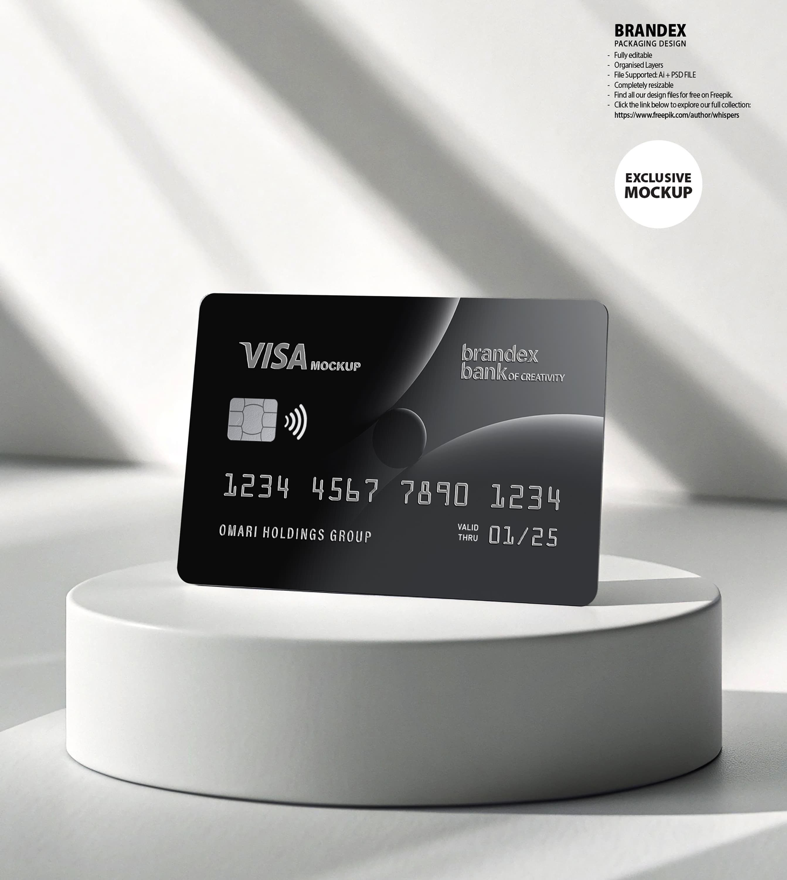 Sleek black credit card mockup