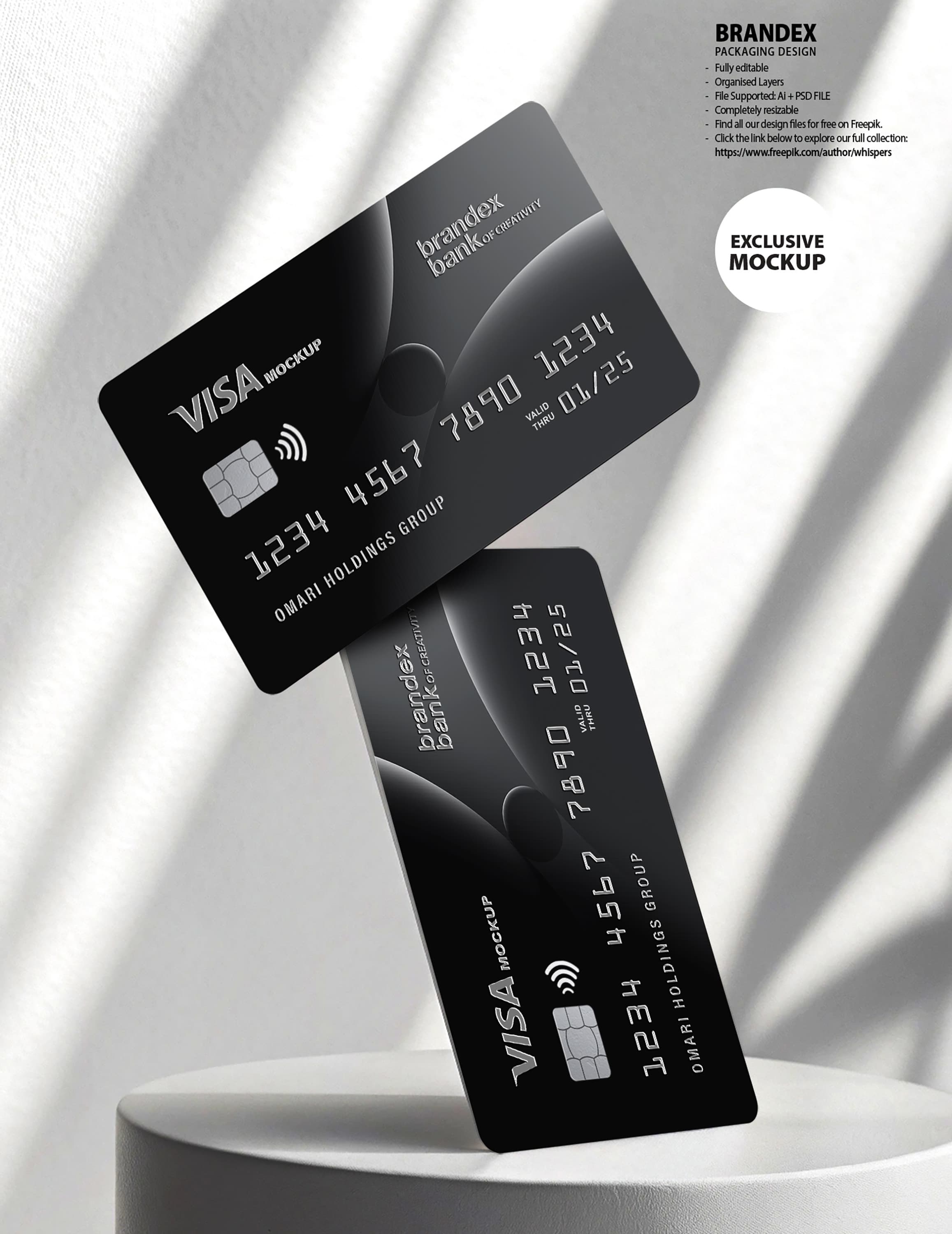 Sleek black credit card mockup