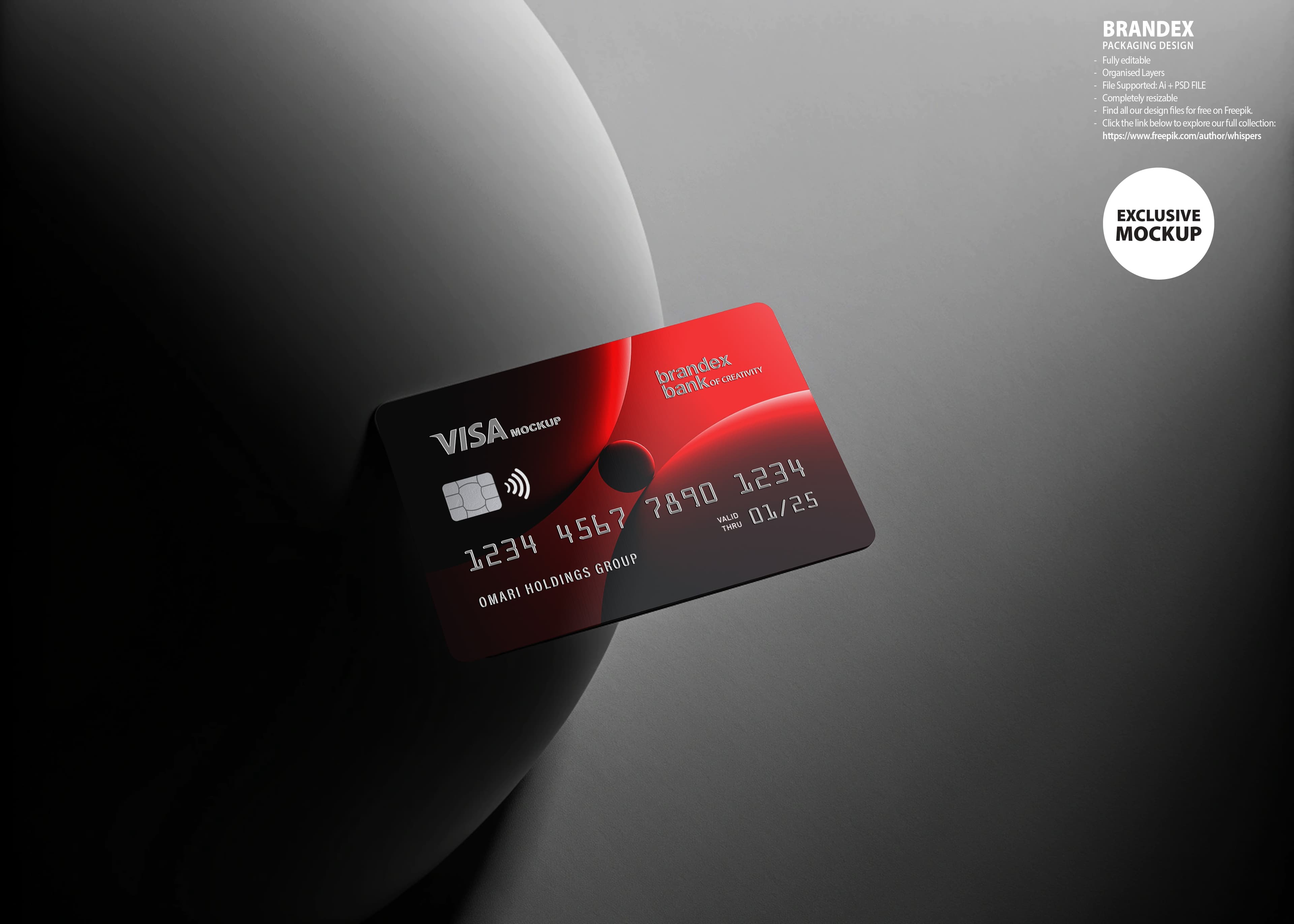 Red gradient credit card mockup