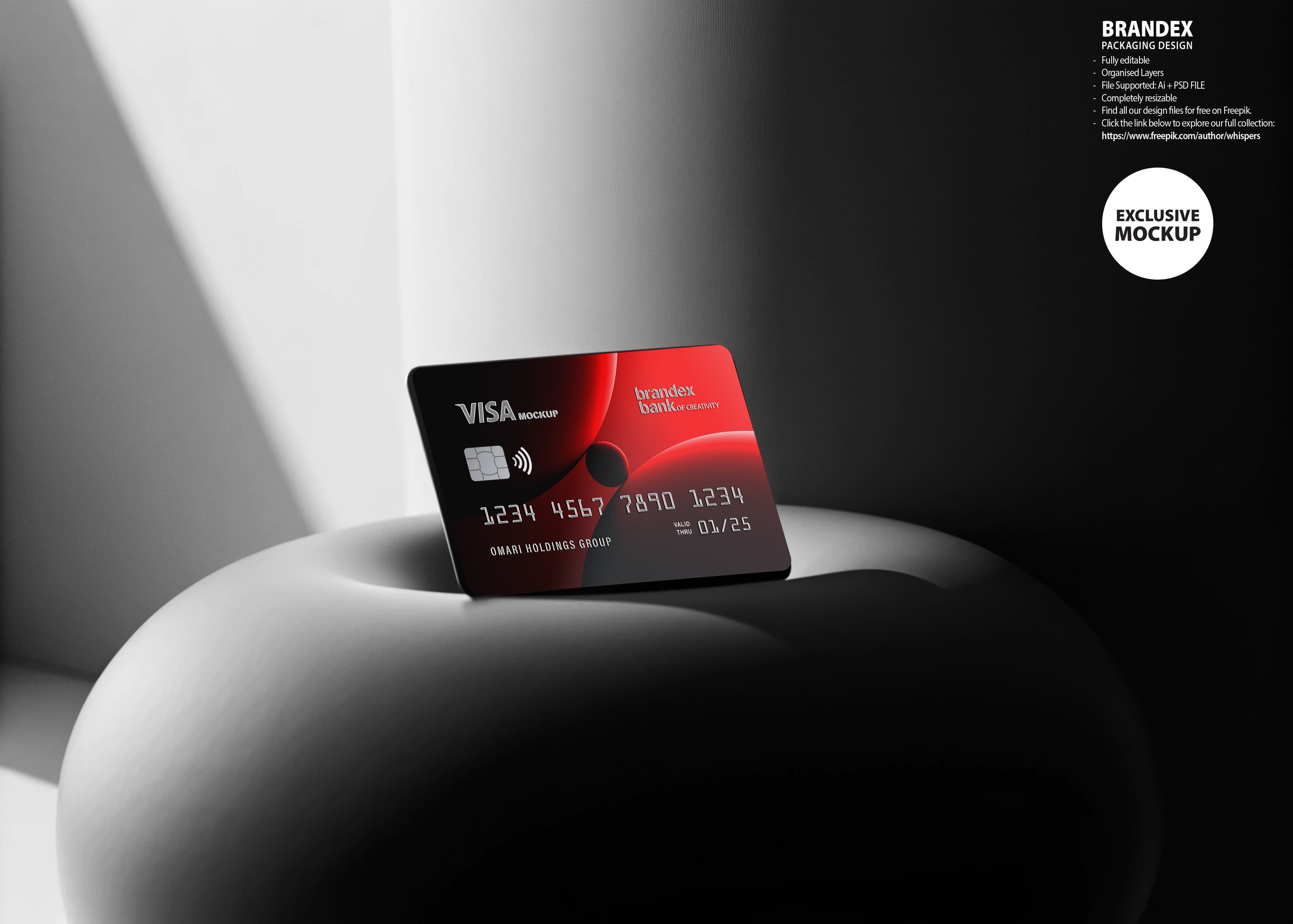 Sleek modern credit card mockup