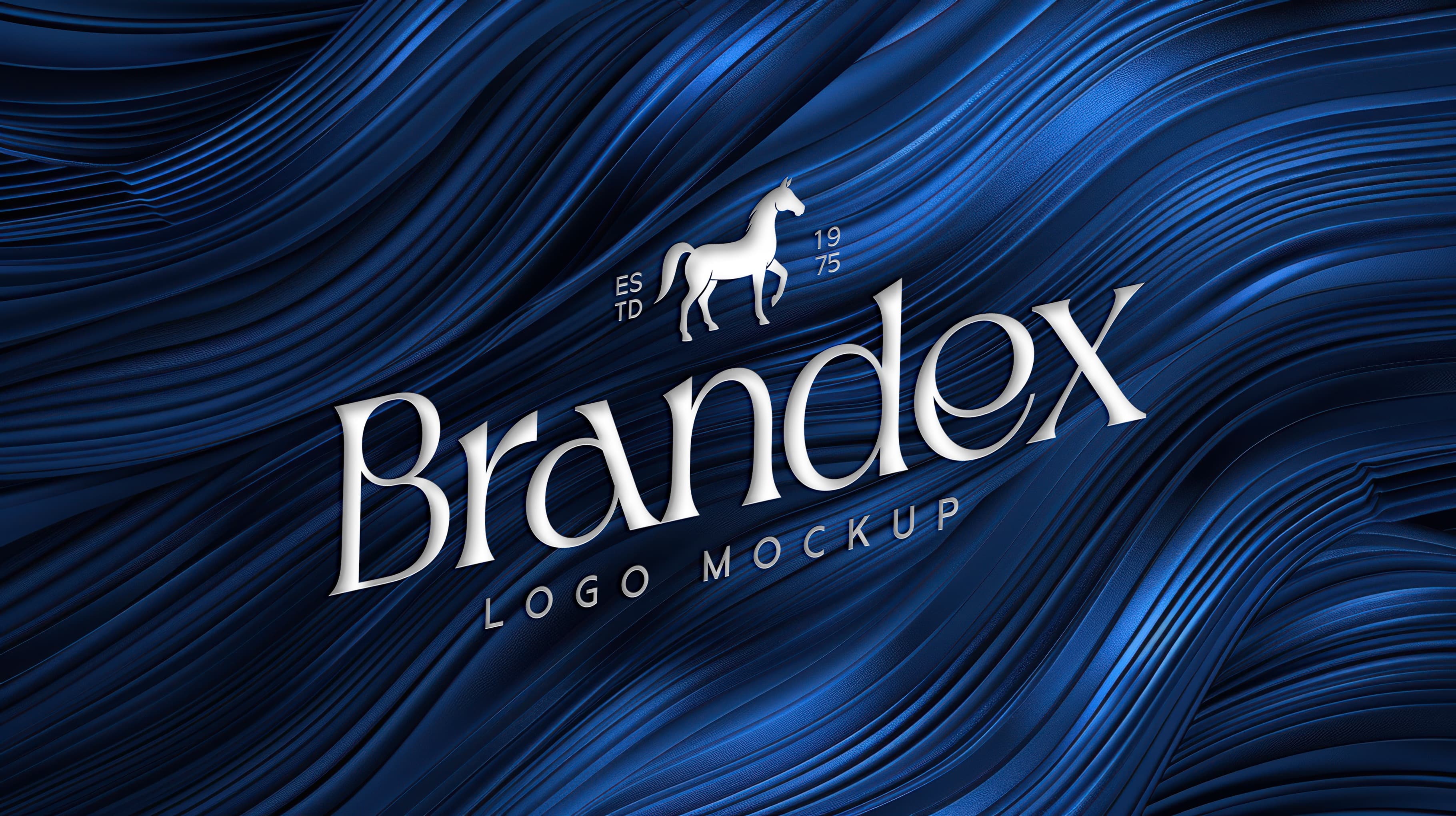 Elegant blue waves logo mockup