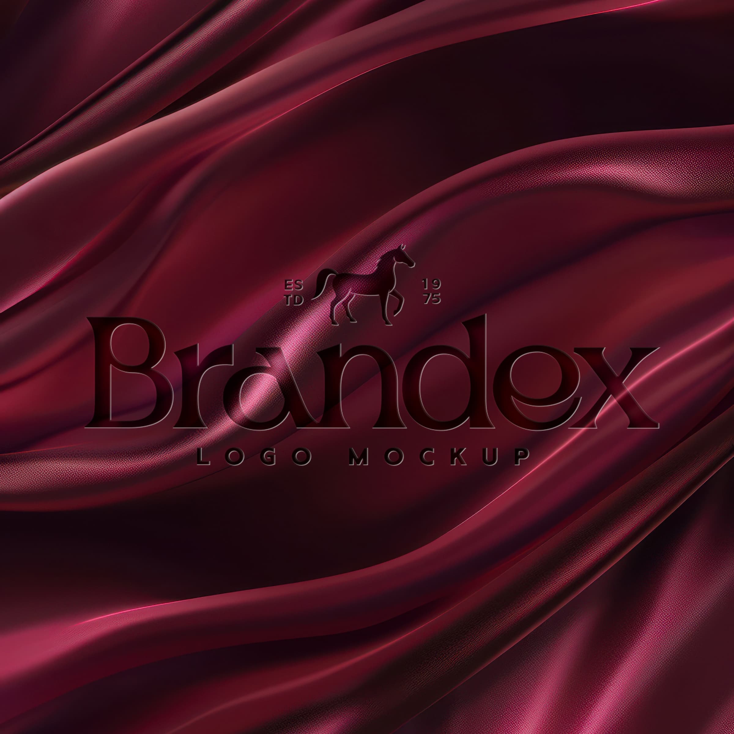 Luxurious red silk logo mockup