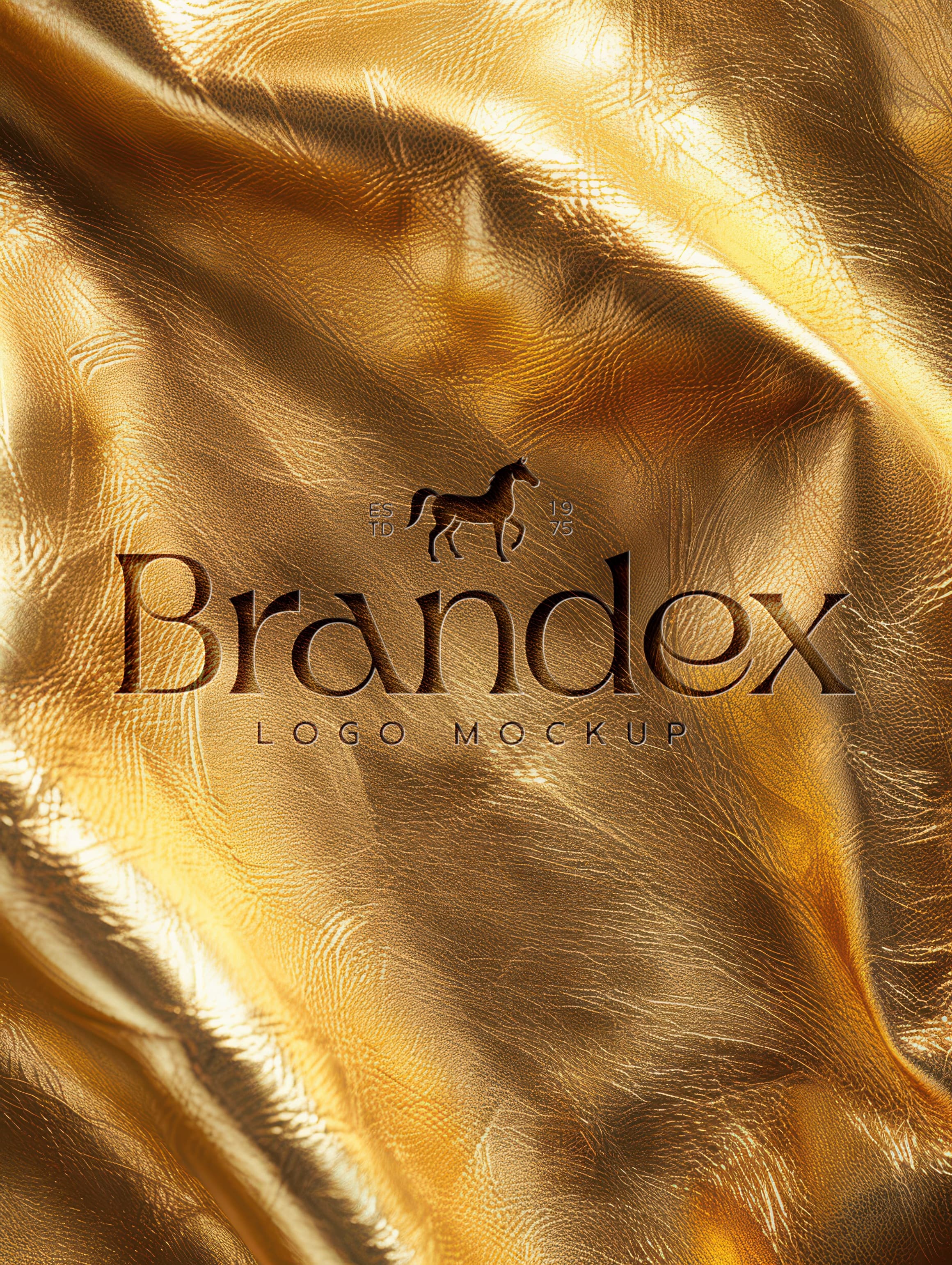 Gold textured fabric logo mockup