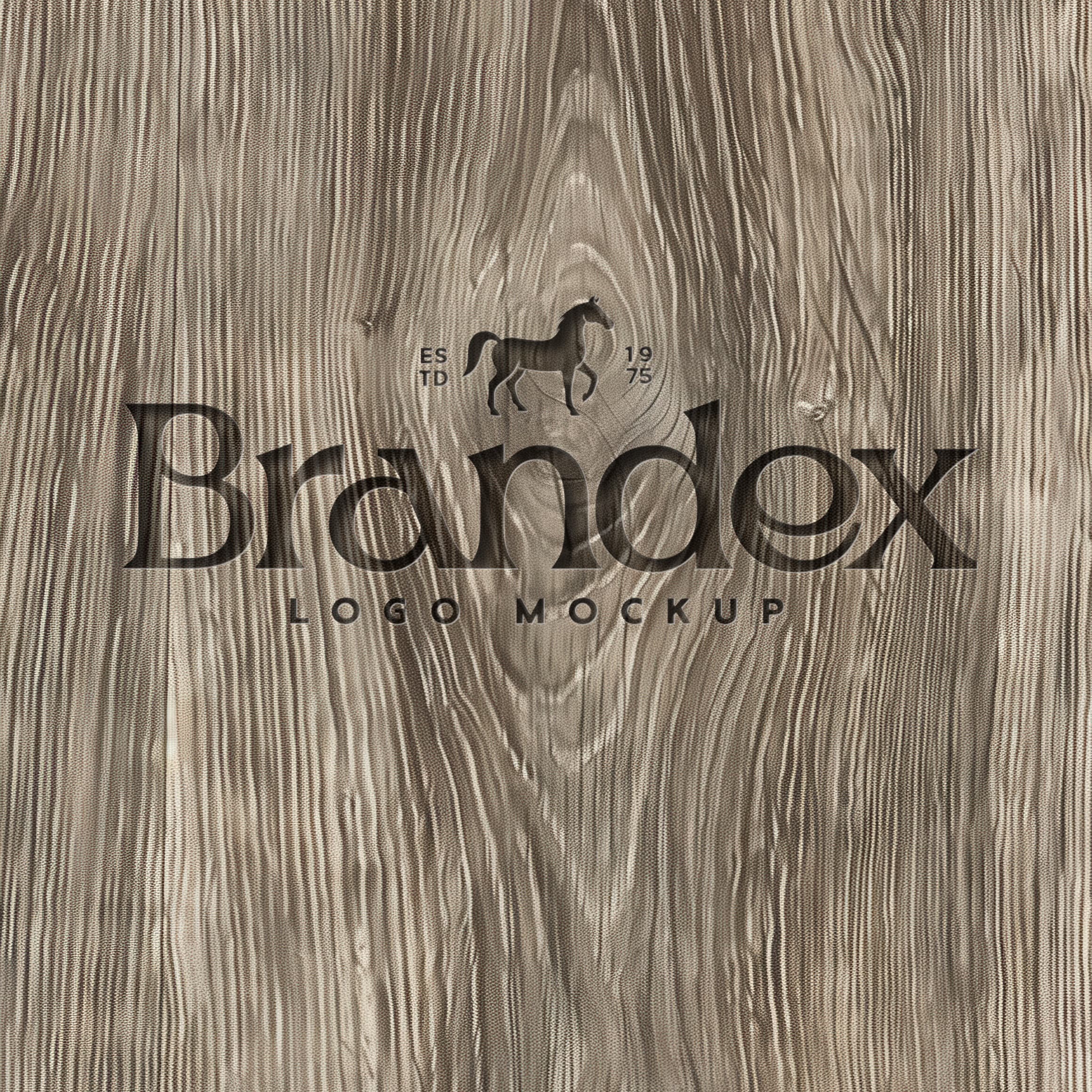 Engraved wood logo mockup
