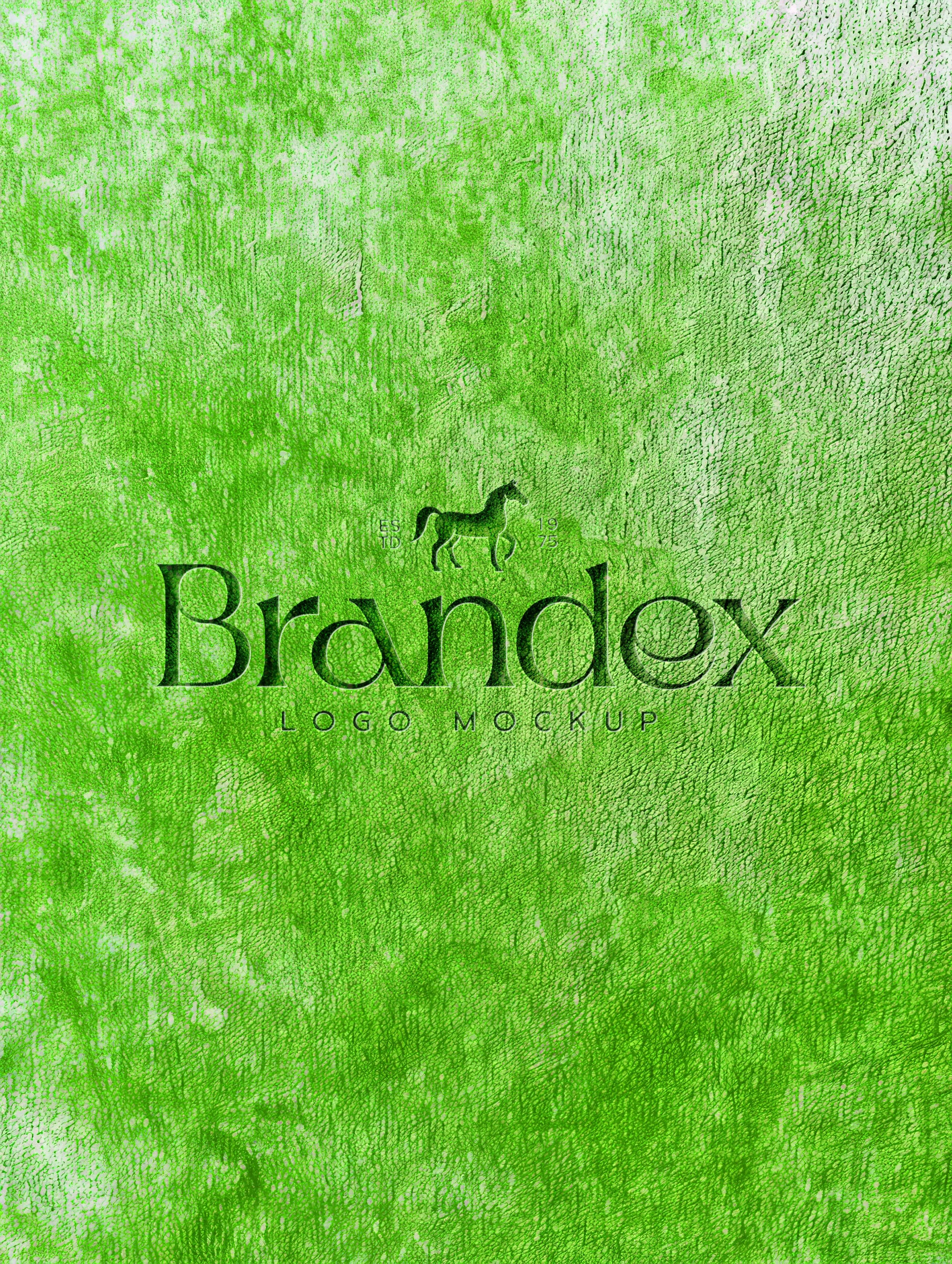 Green textured wall logo mockup
