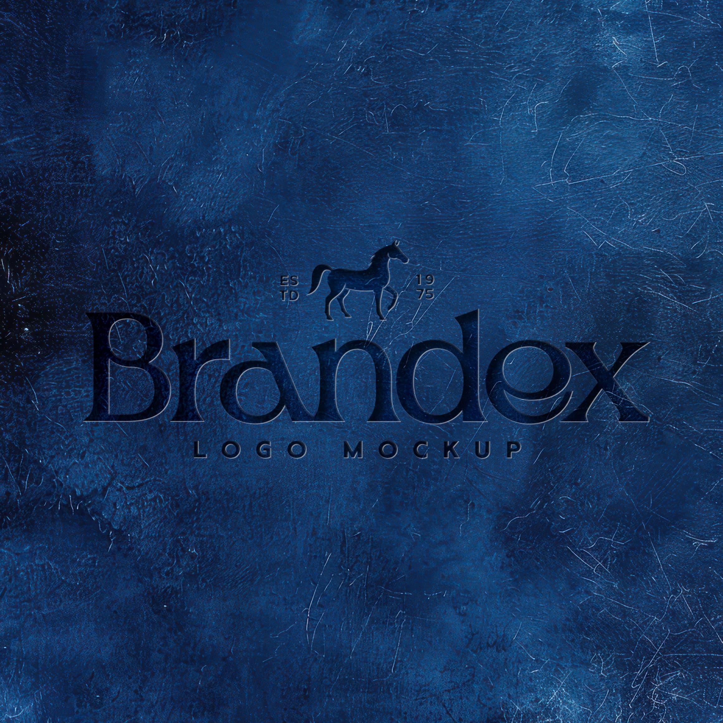 Textured blue logo mockup