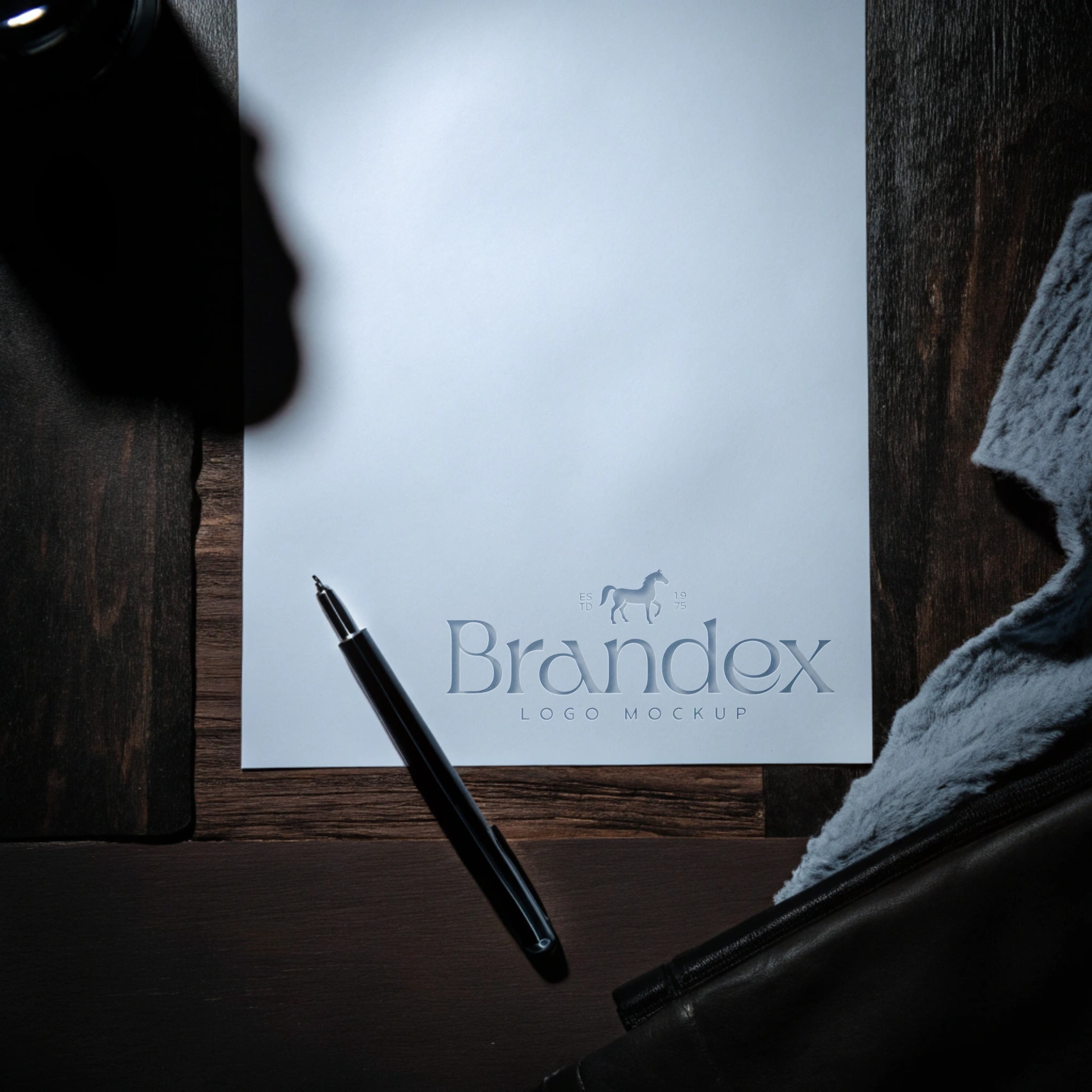 Dark wood stationery mockup