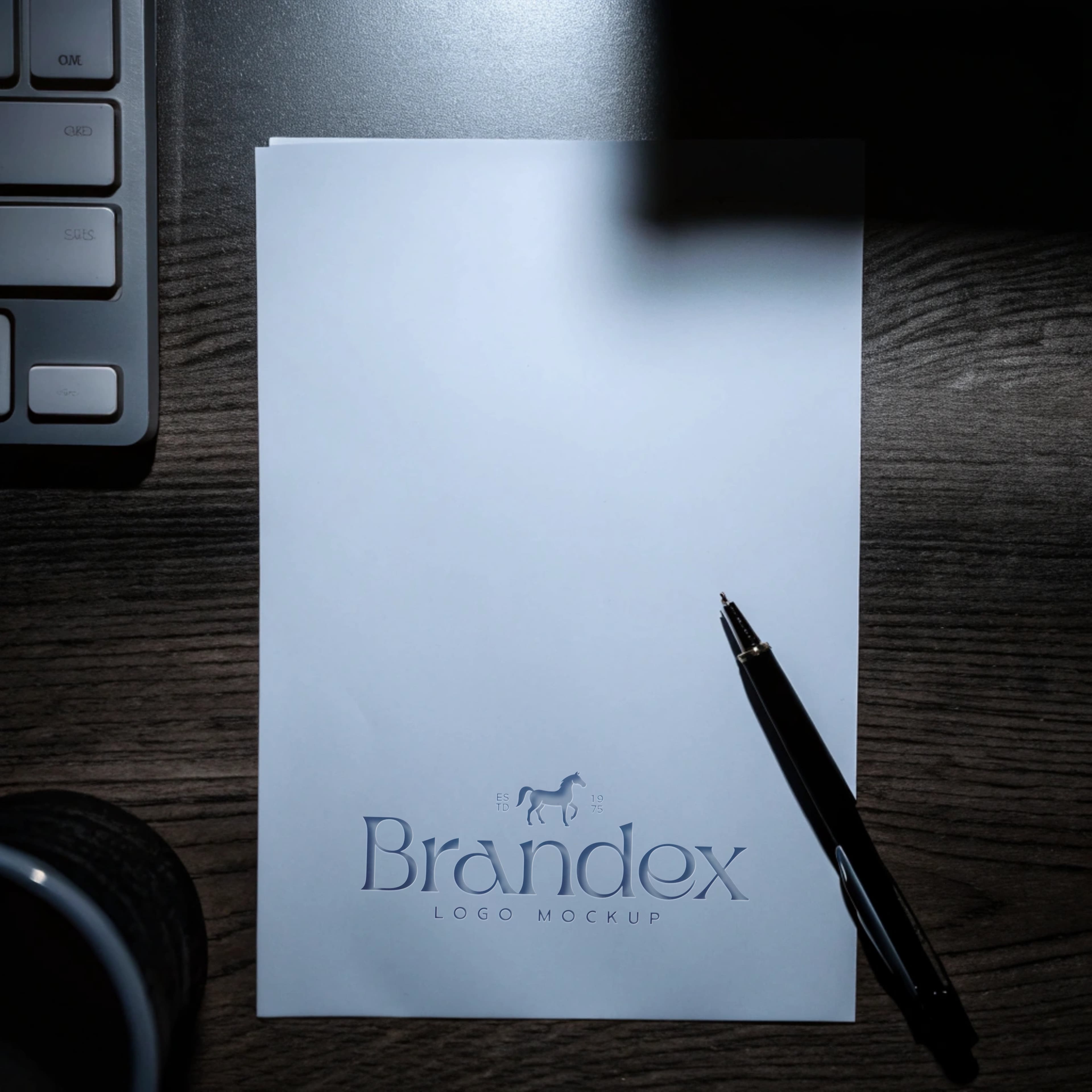 Dark mode stationery sheet mockup