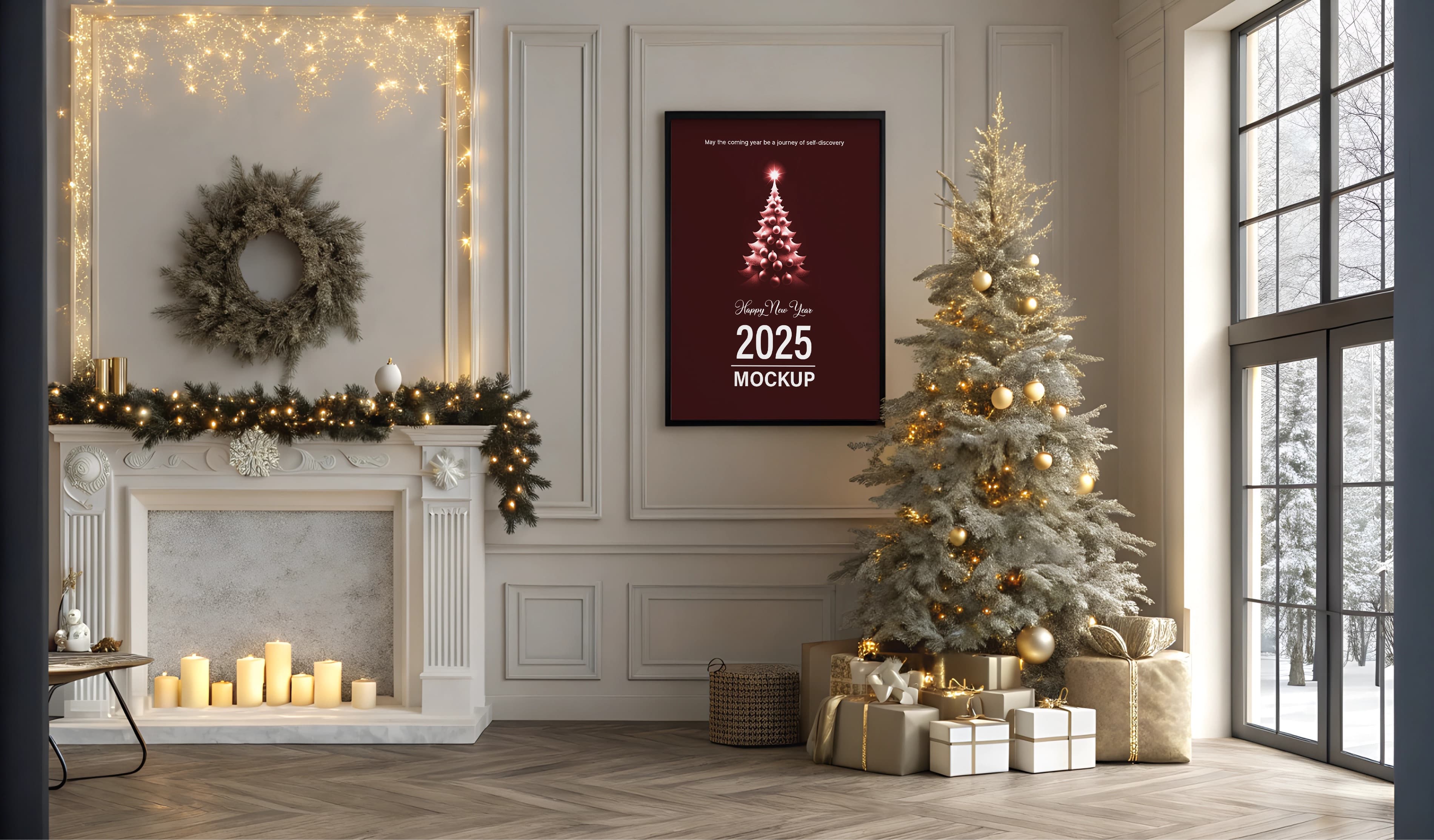 Holiday interior poster mockup