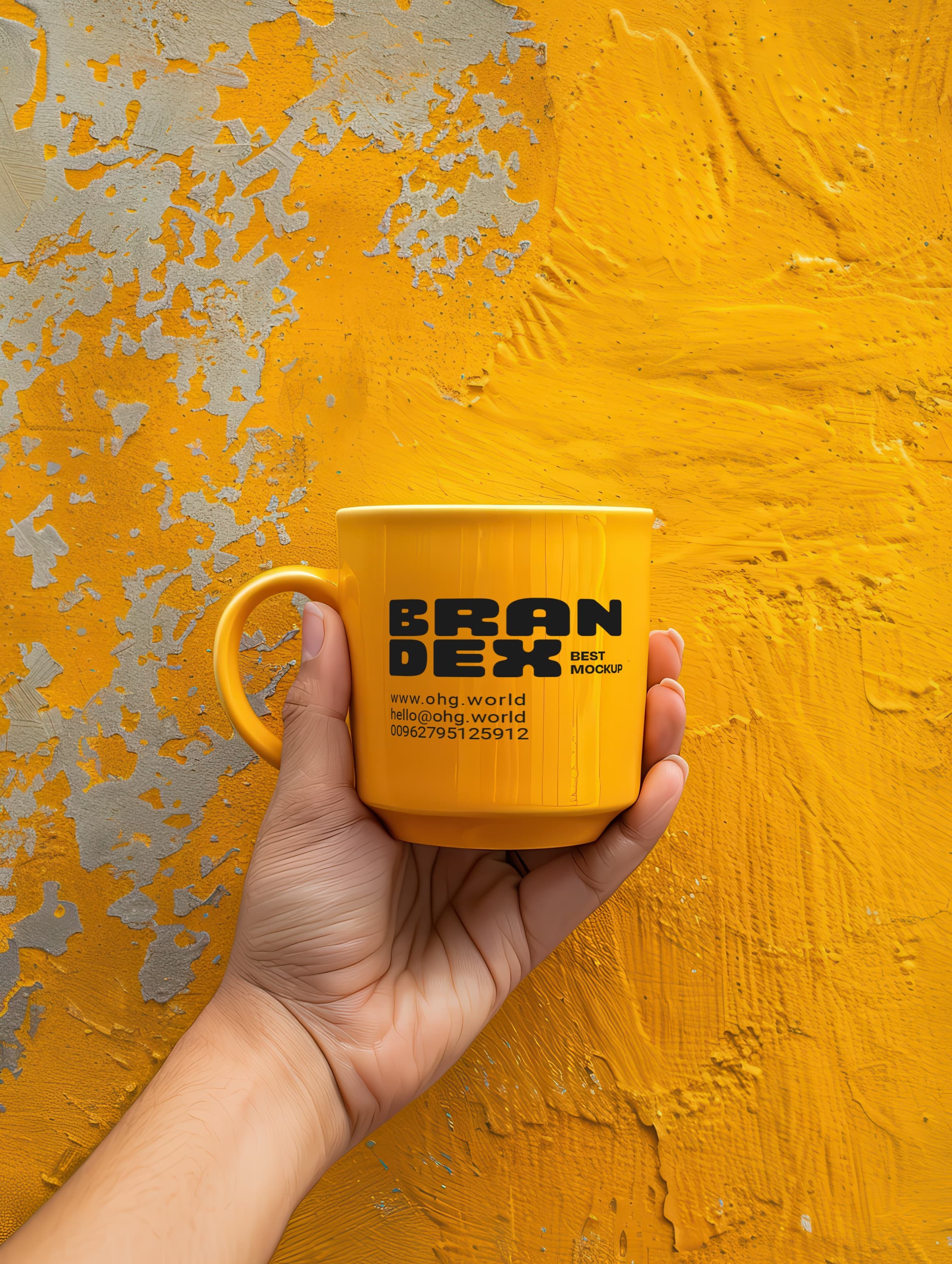 Bold yellow coffee mug mockup