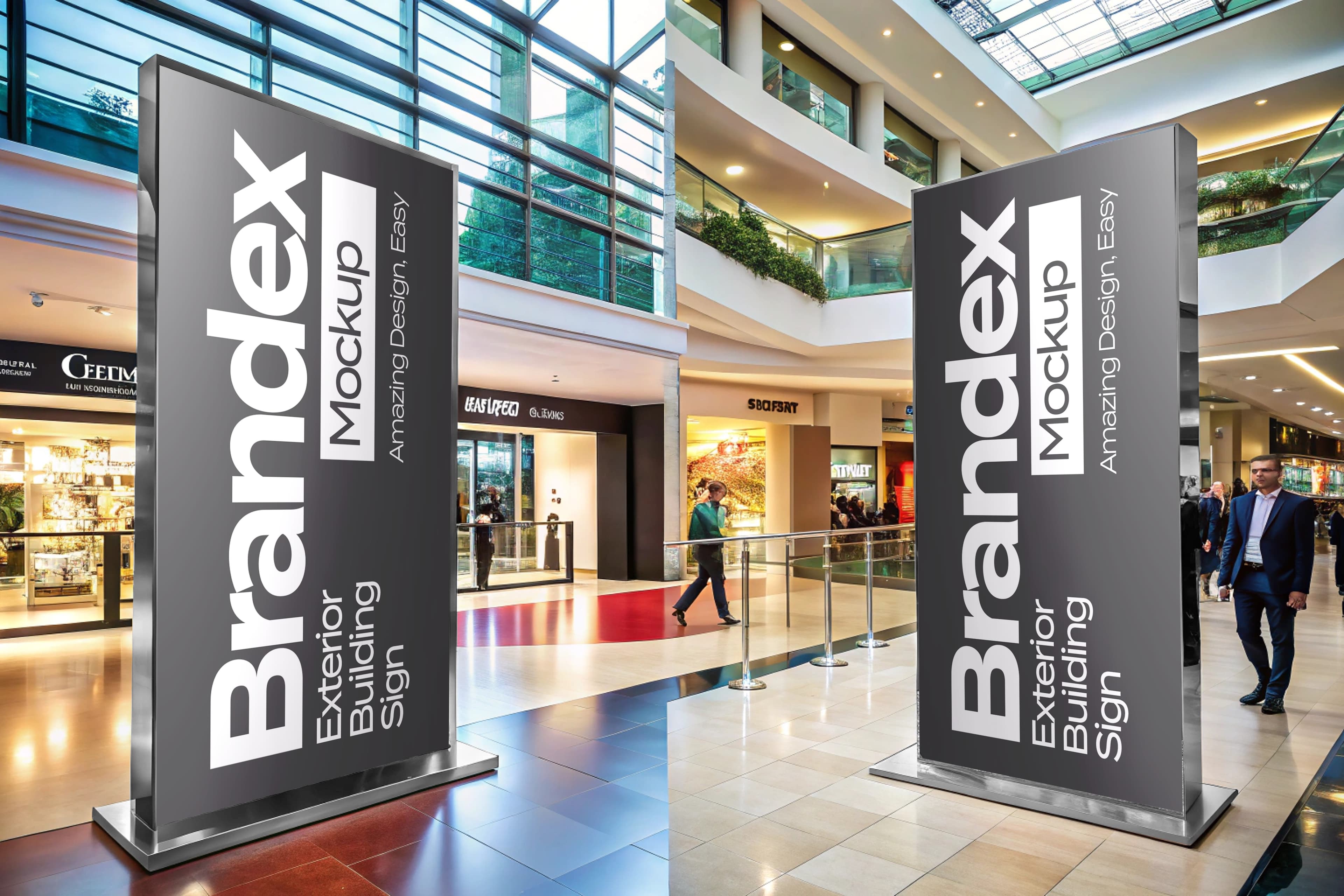 Large mall interior signage mockup