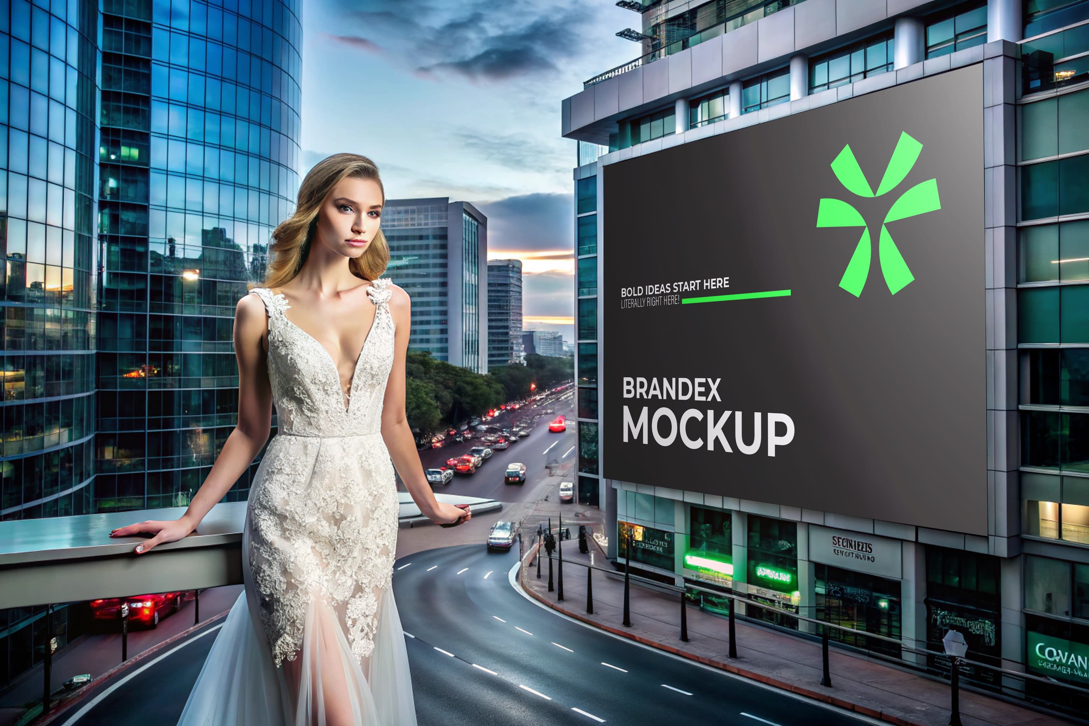 Urban building billboard mockup