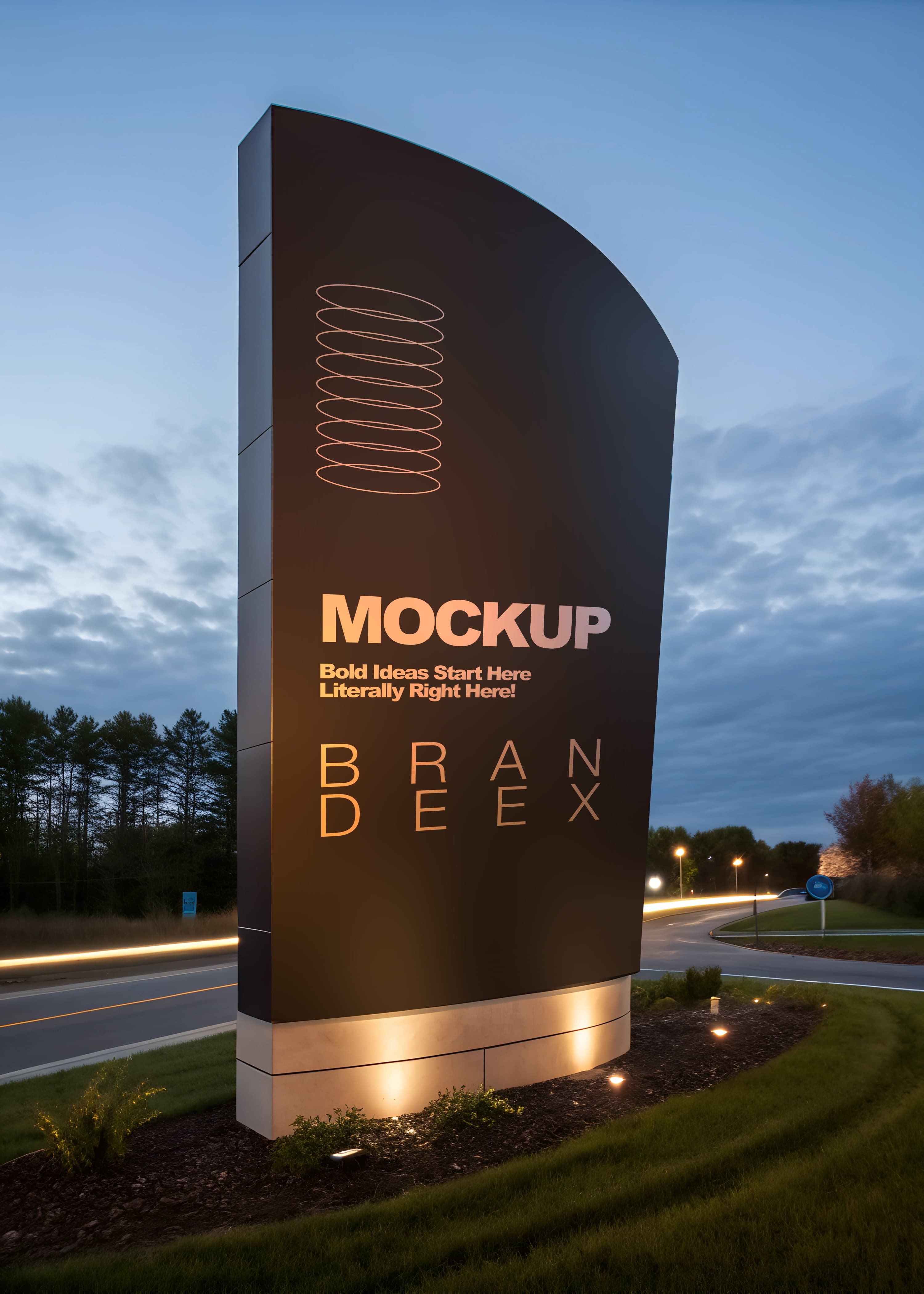 Modern roadside signage mockup