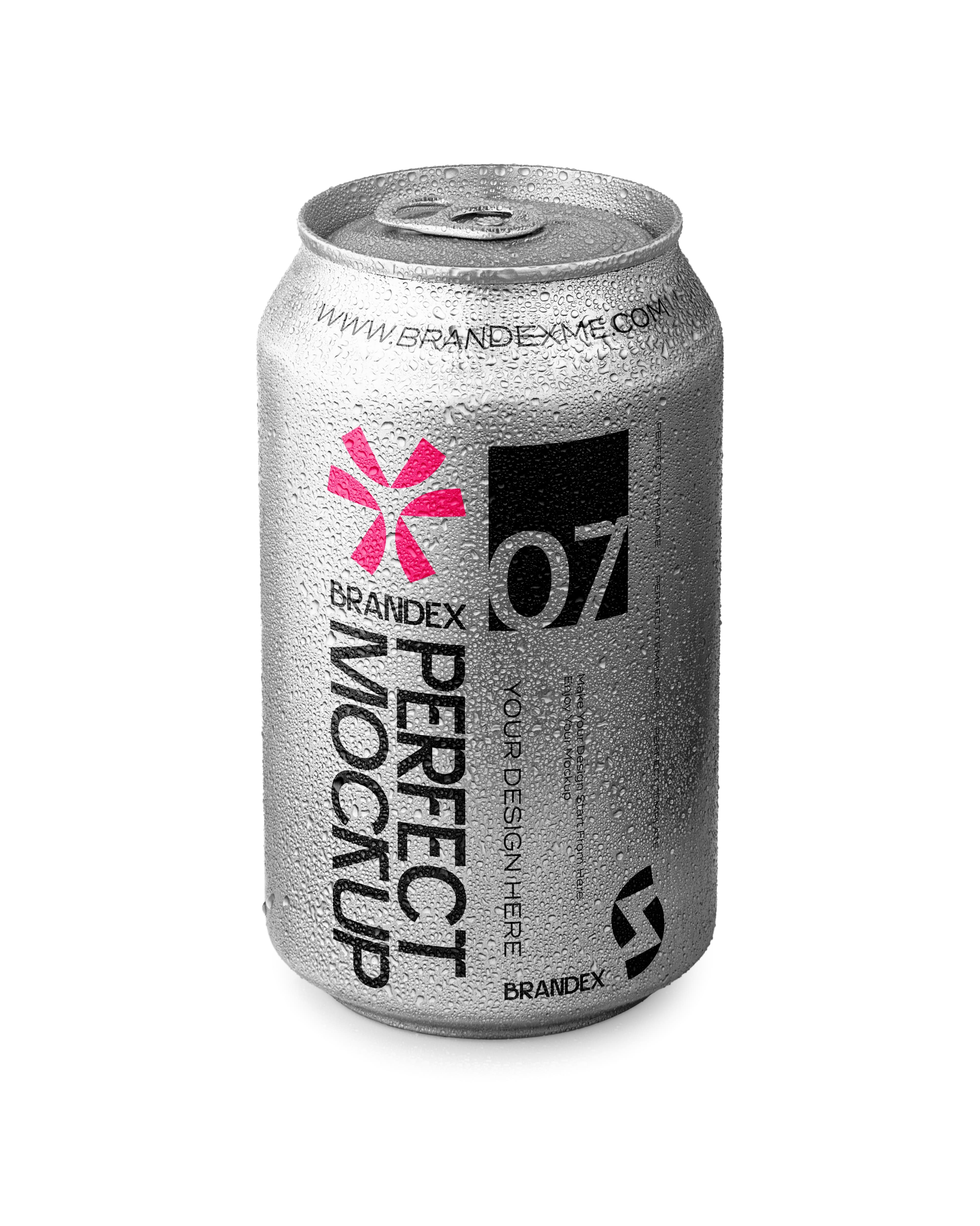 Wet textured soda can mockup