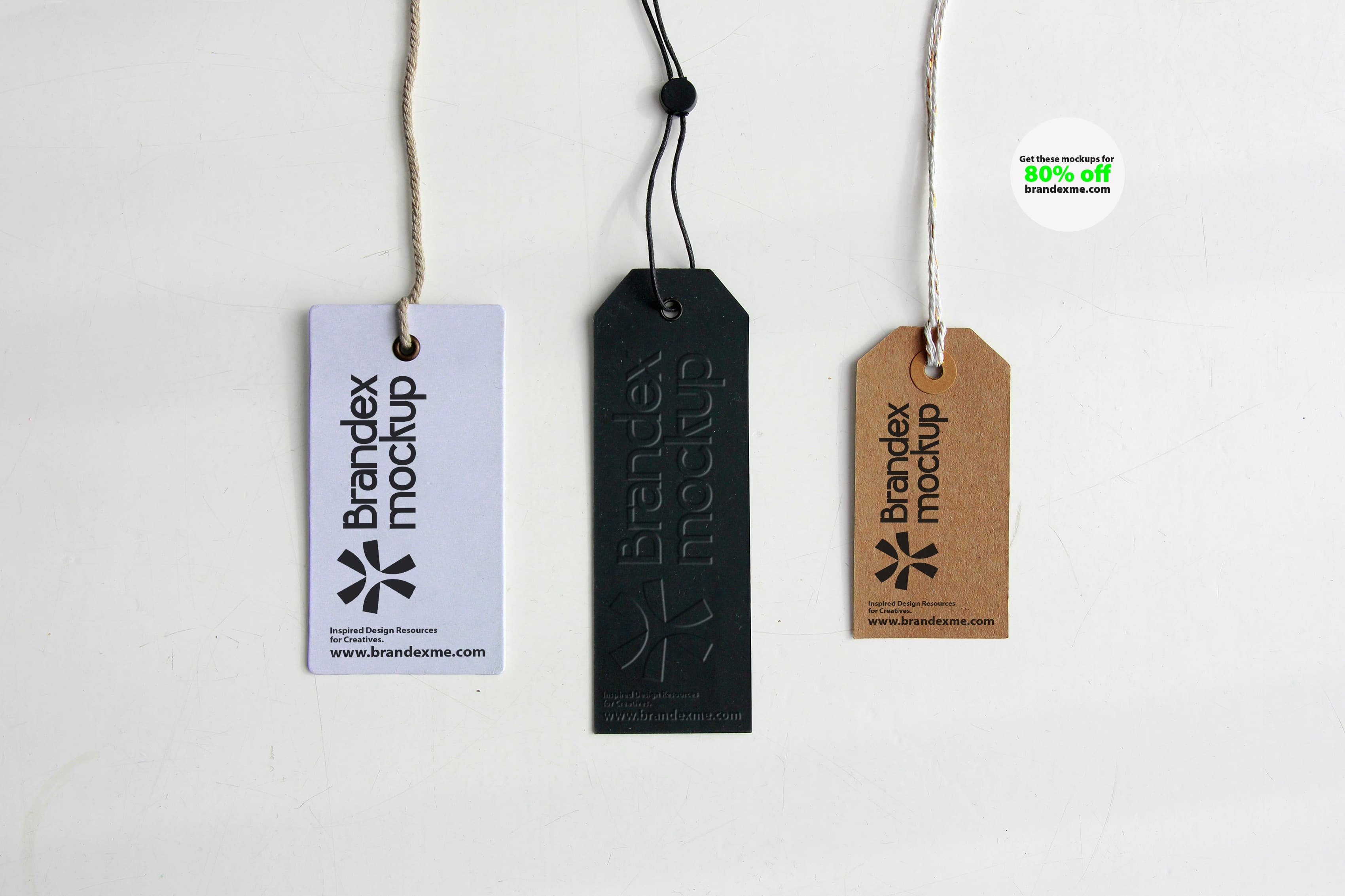 Trio paper hang tags mockup