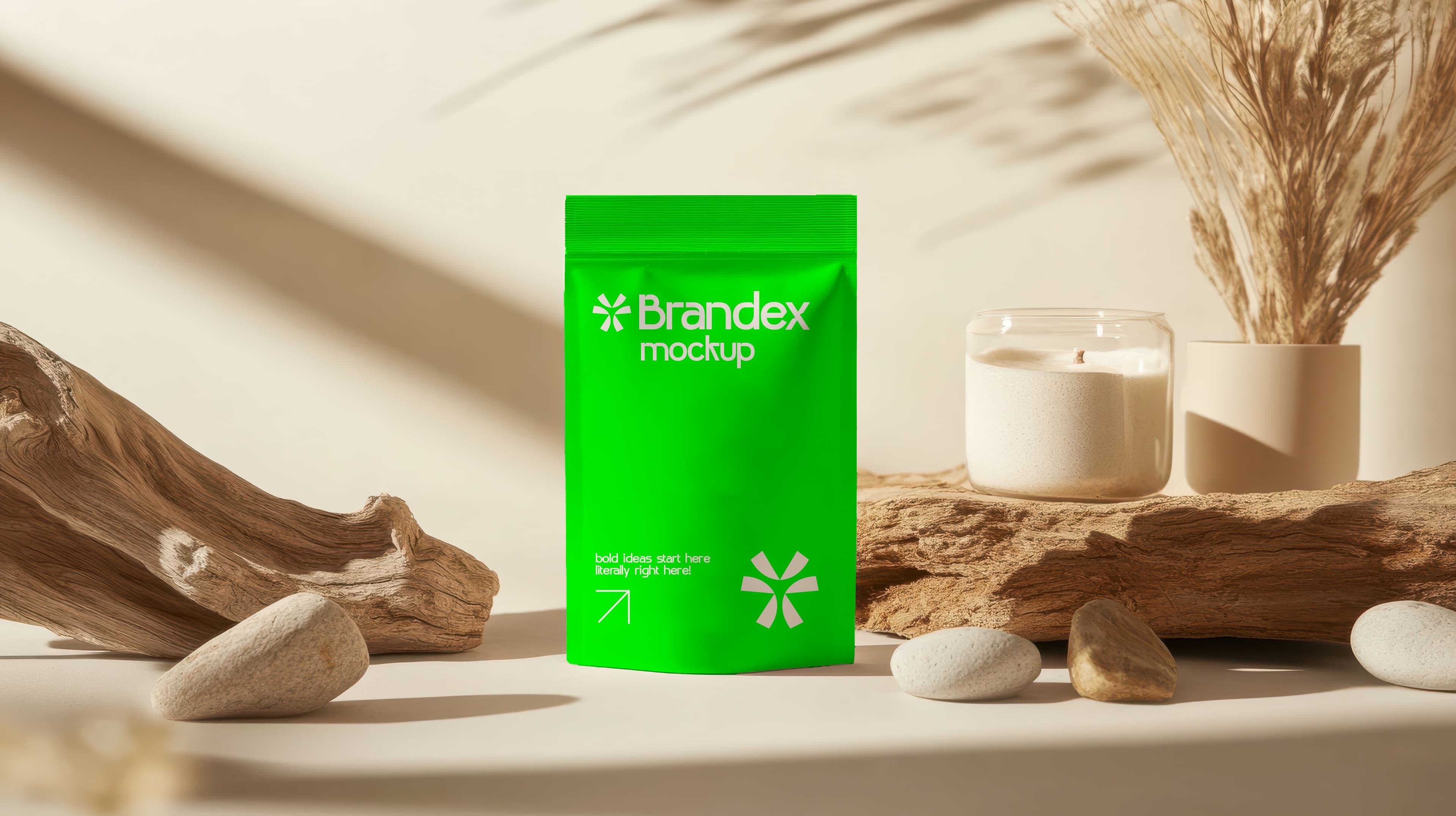 Vibrant green pouch mockup