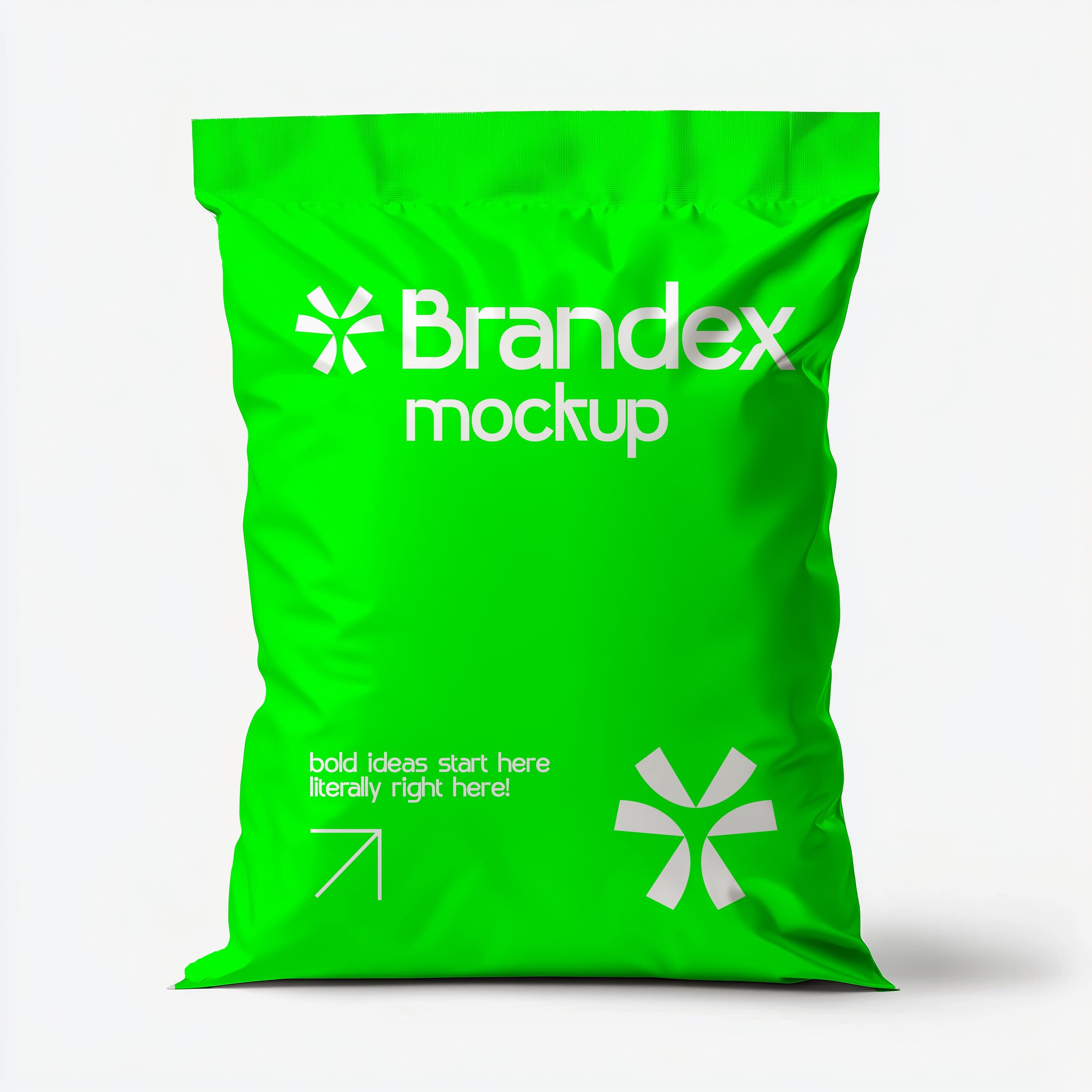 Vibrant green snack bag mockup