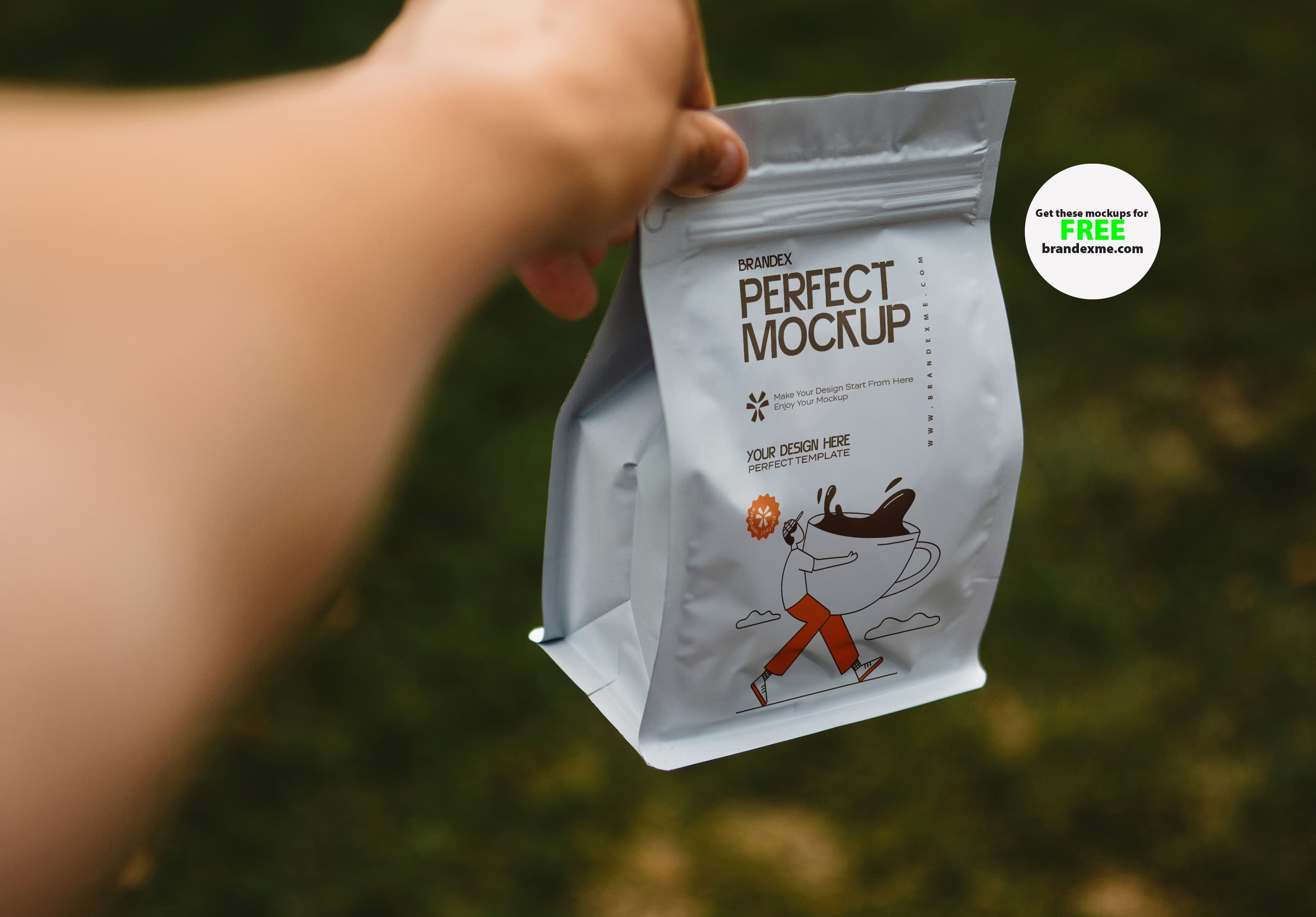 Illustrated coffee bag mockup