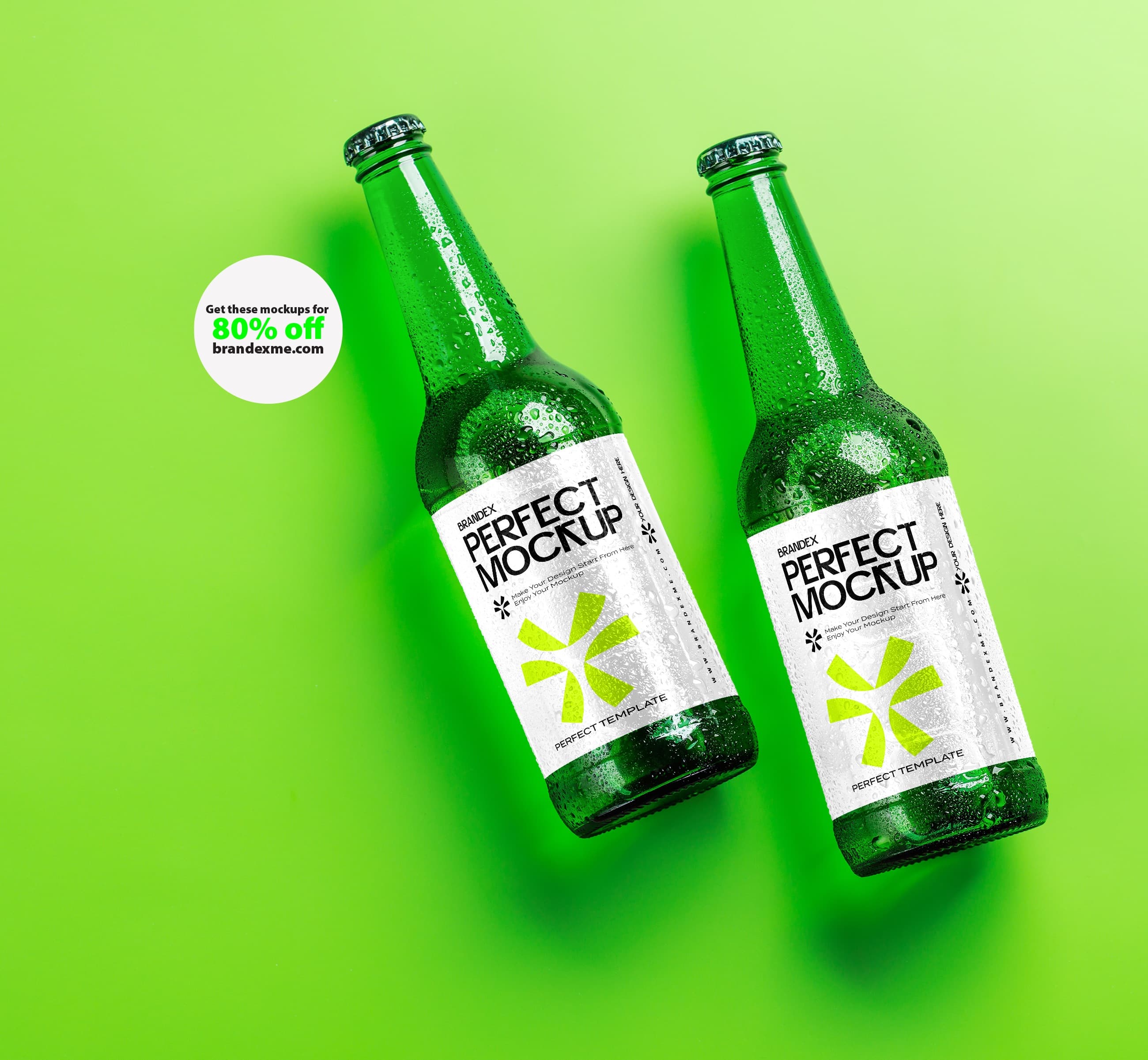 Glossy green beer mockup