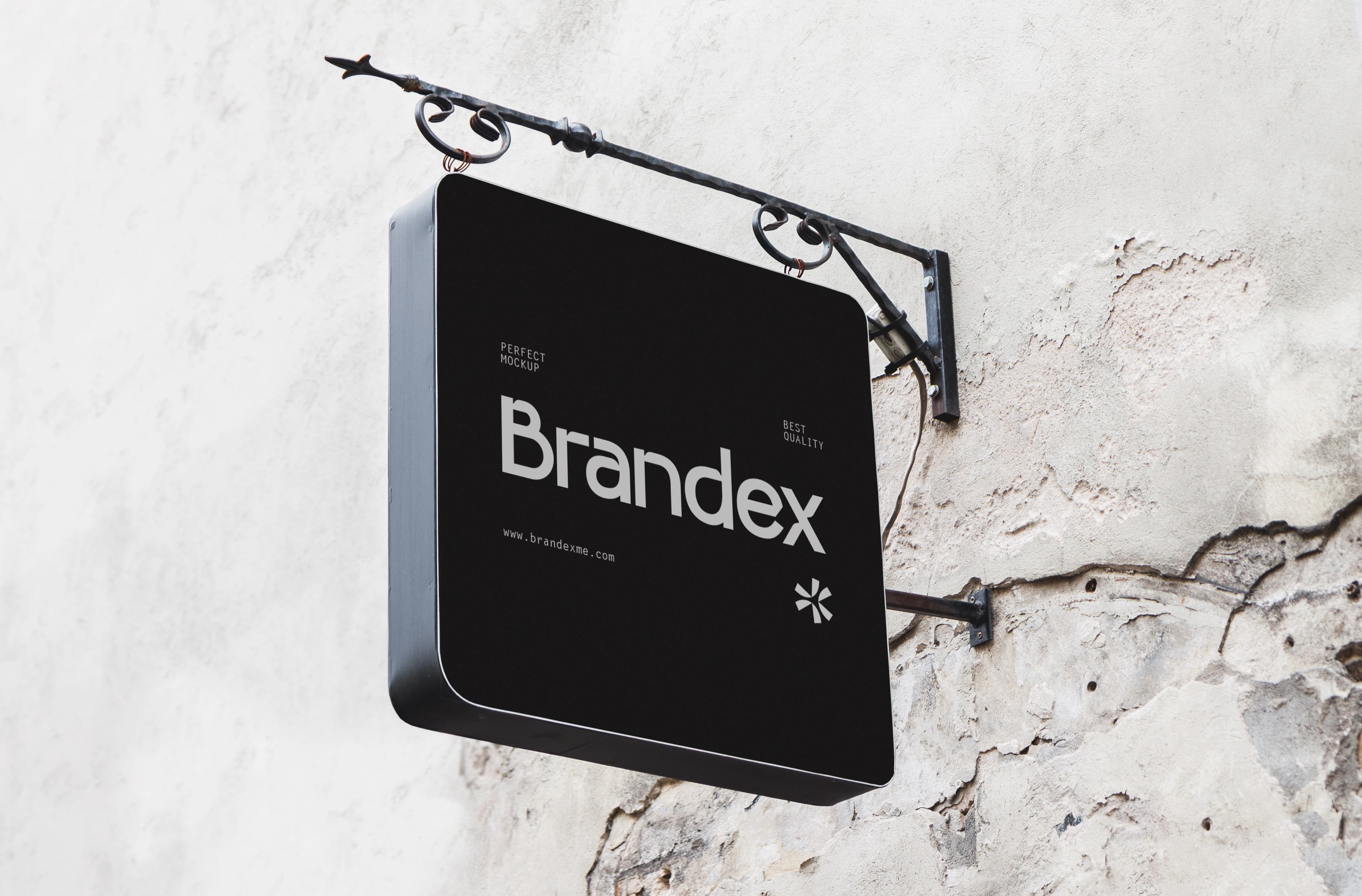 Black outdoor wall sign mockup