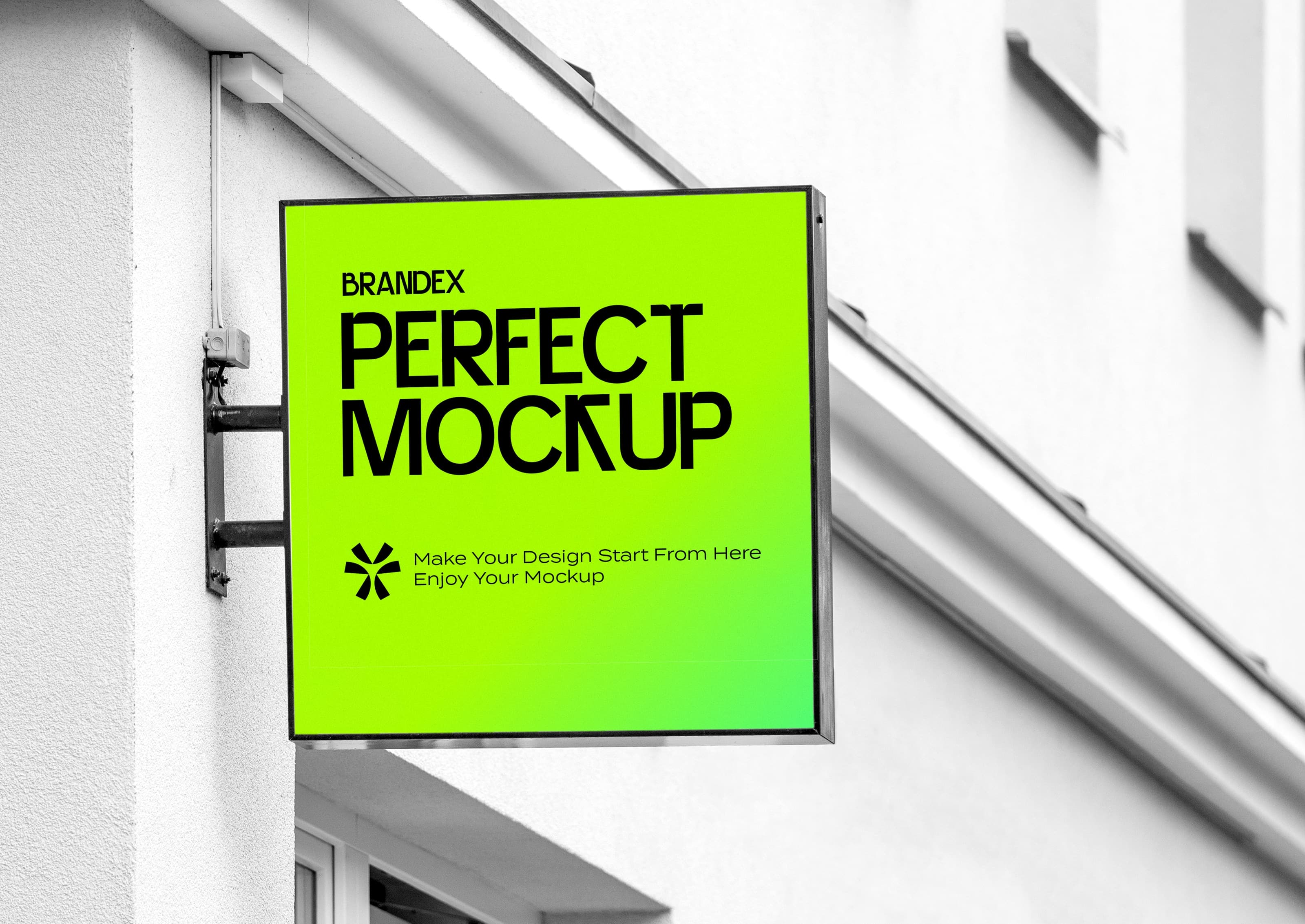 Neon green outdoor sign mockup