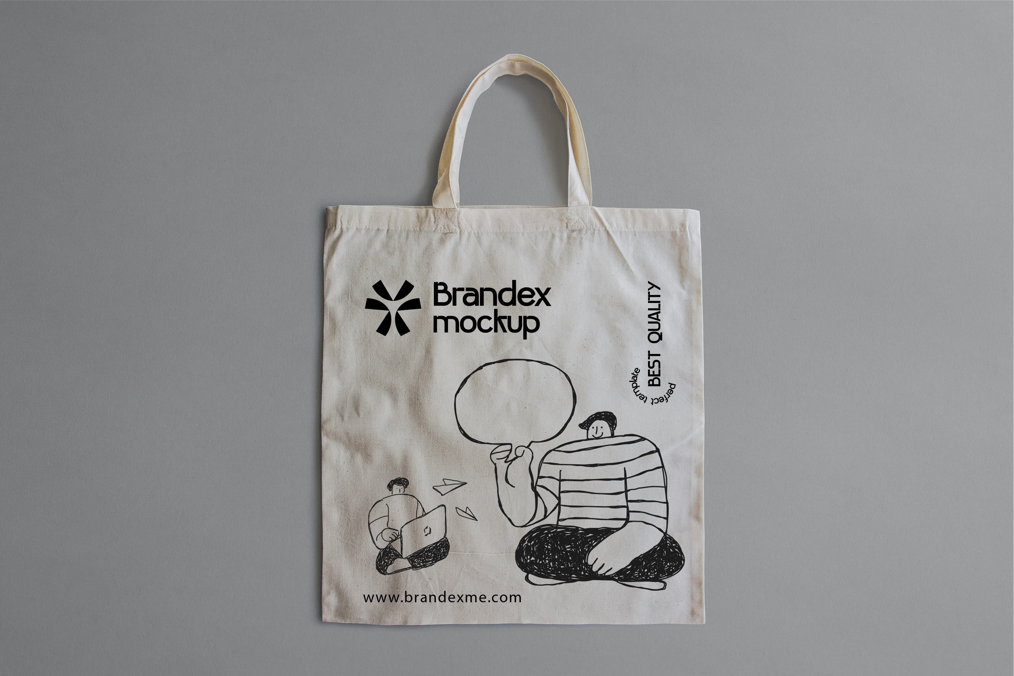 Illustrated canvas tote bag mockup
