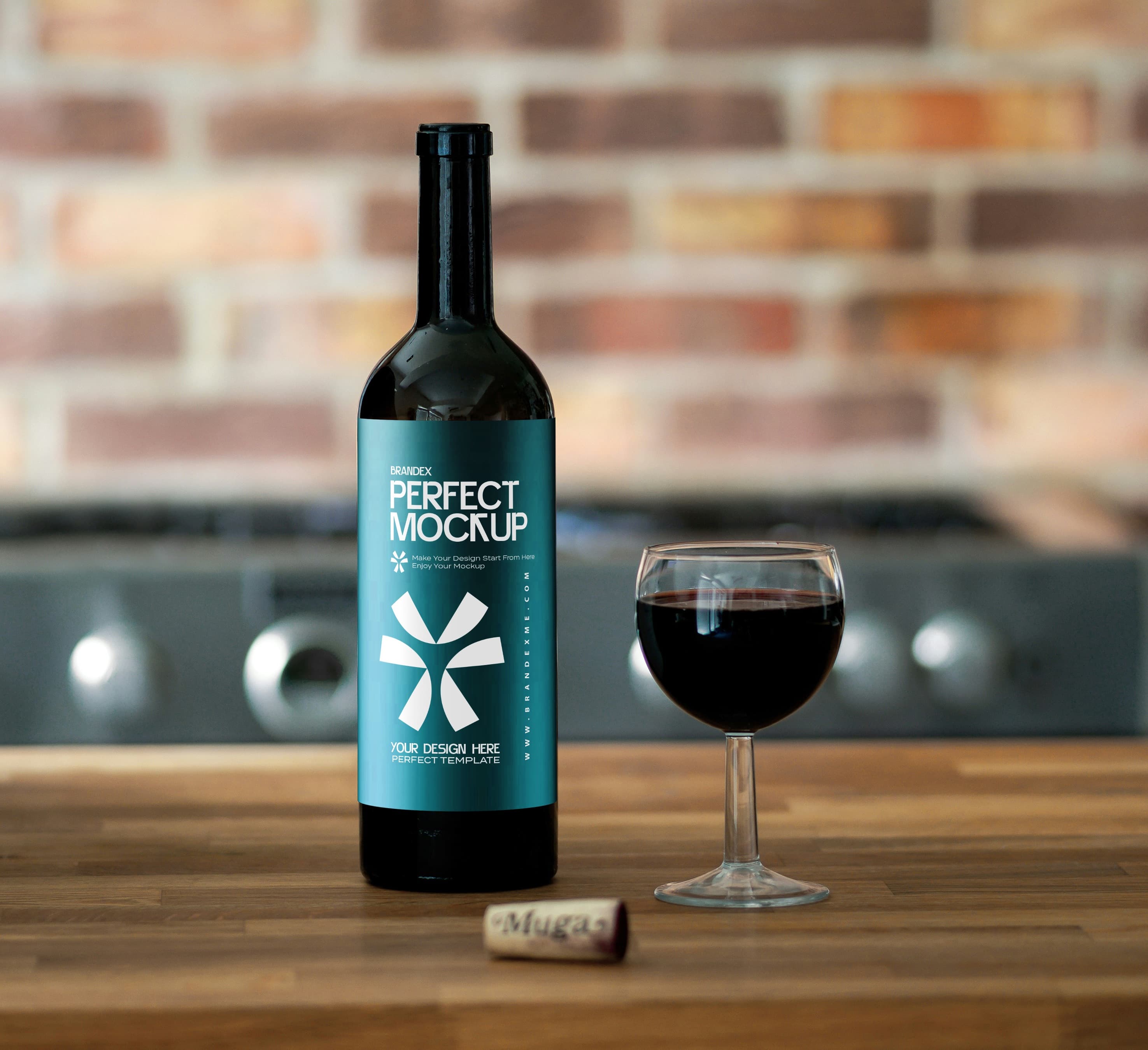 Modern wine and glass mockup
