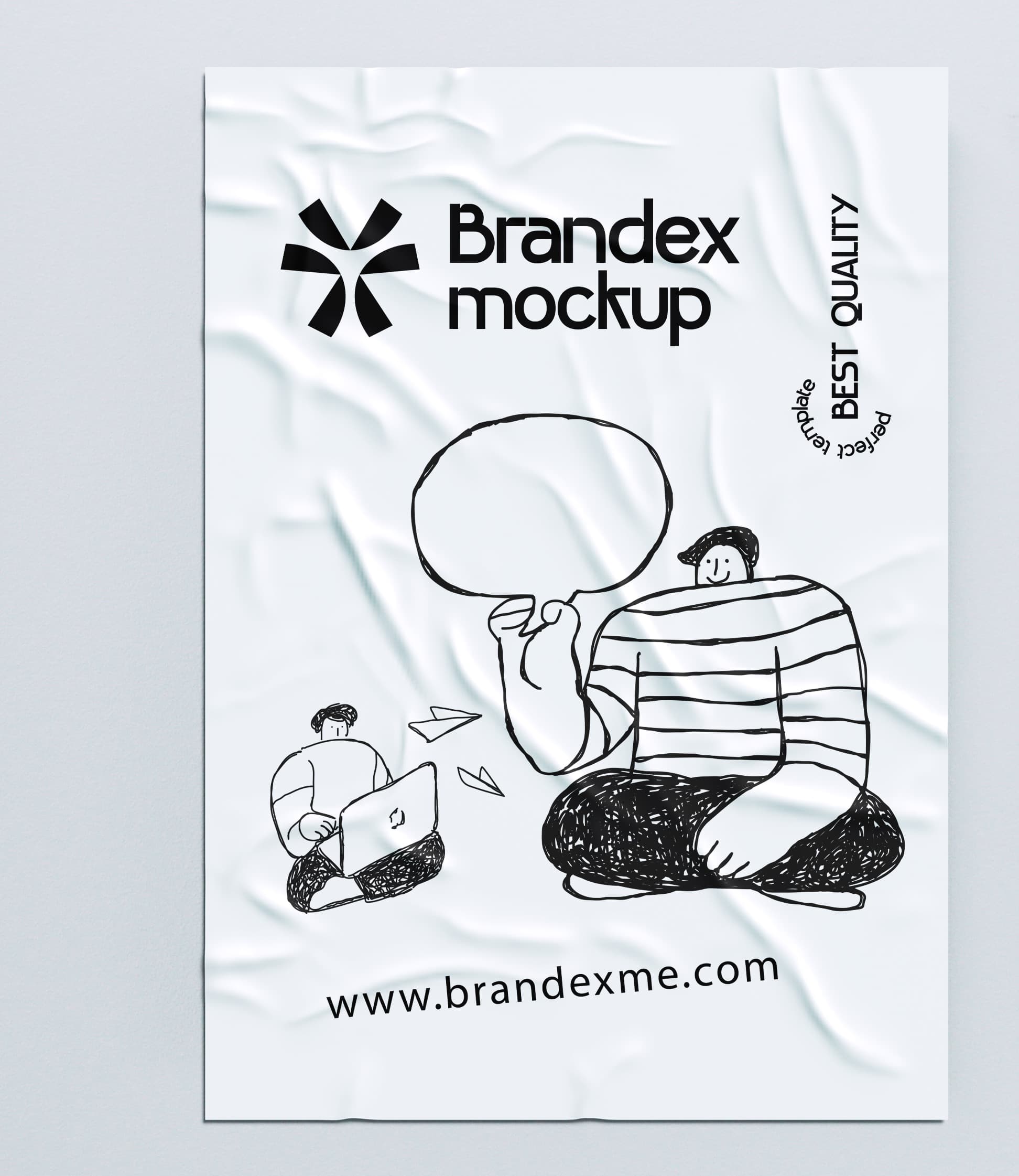 Wrinkled poster with illustration mockup