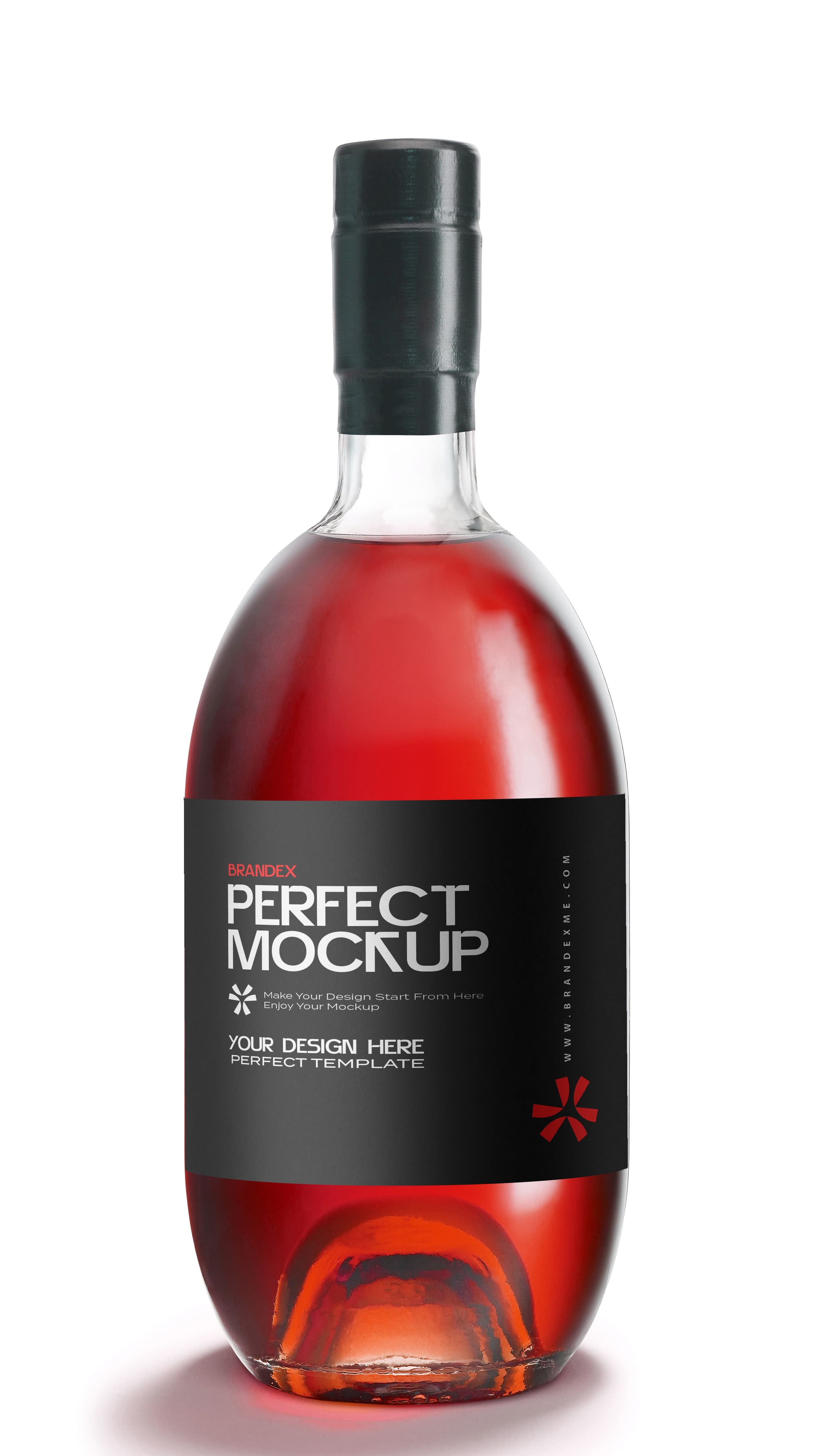 Red wine with black label mockup