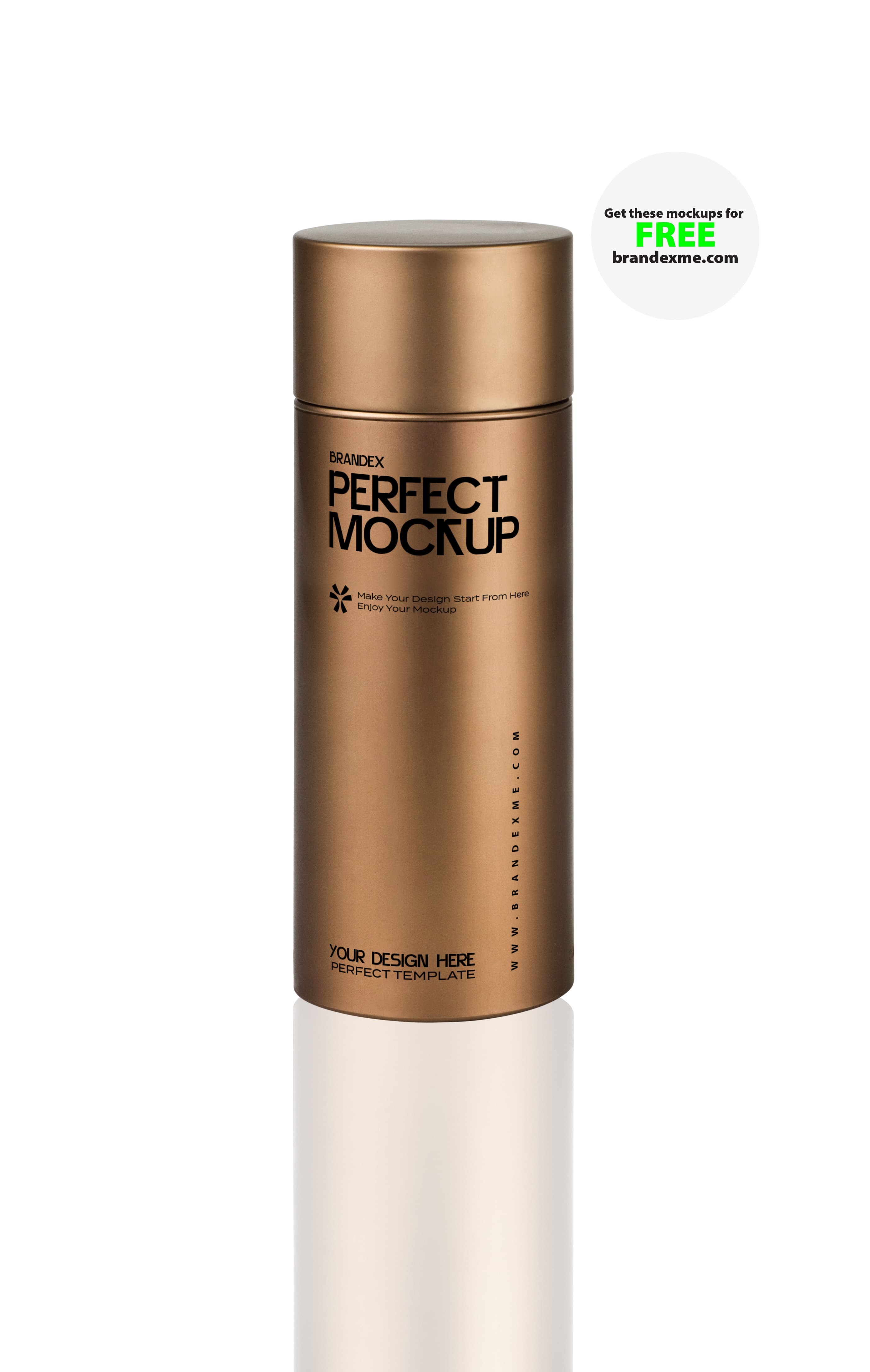 Sleek bronze cylinder container mockup